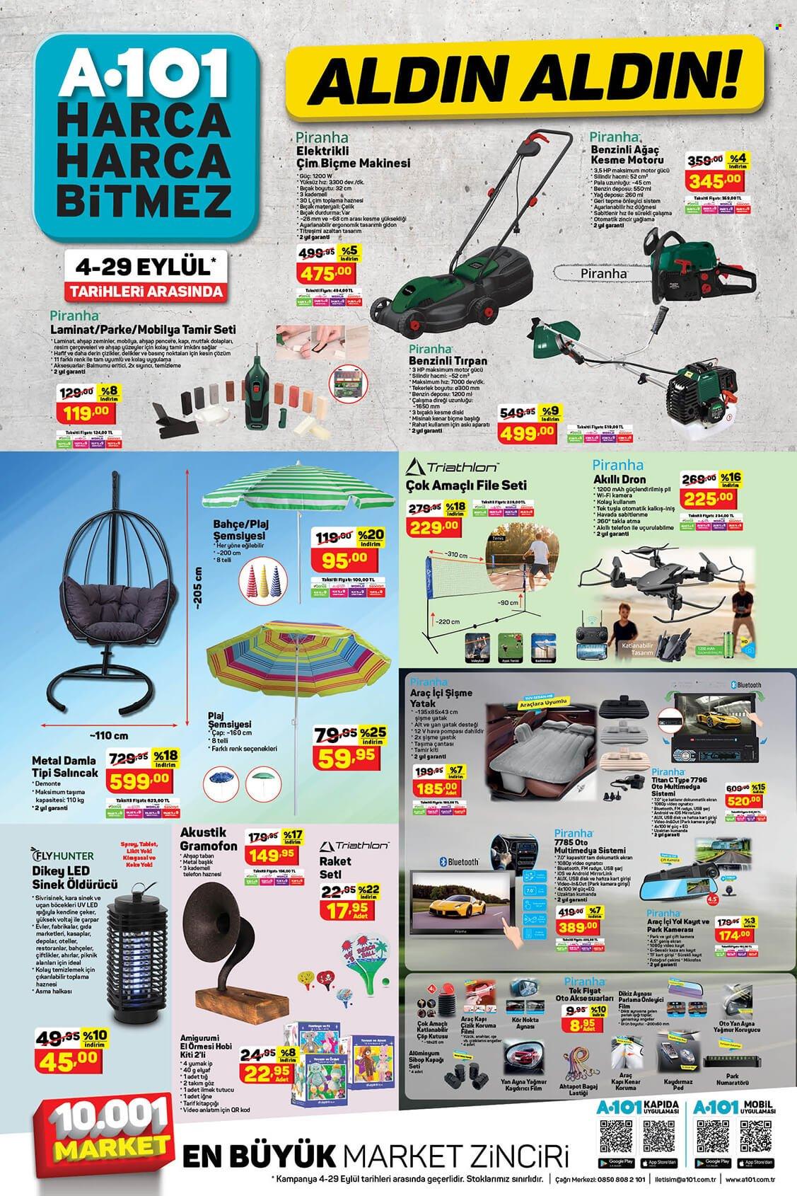 thumbnail - A101 aktüel ürünler, broşür  - 9.4.2021 - 9.29.2021 - Satıştaki ürünler - yağı, şemsiye, parke, plaj şemsiyesi. Sayfa 4.