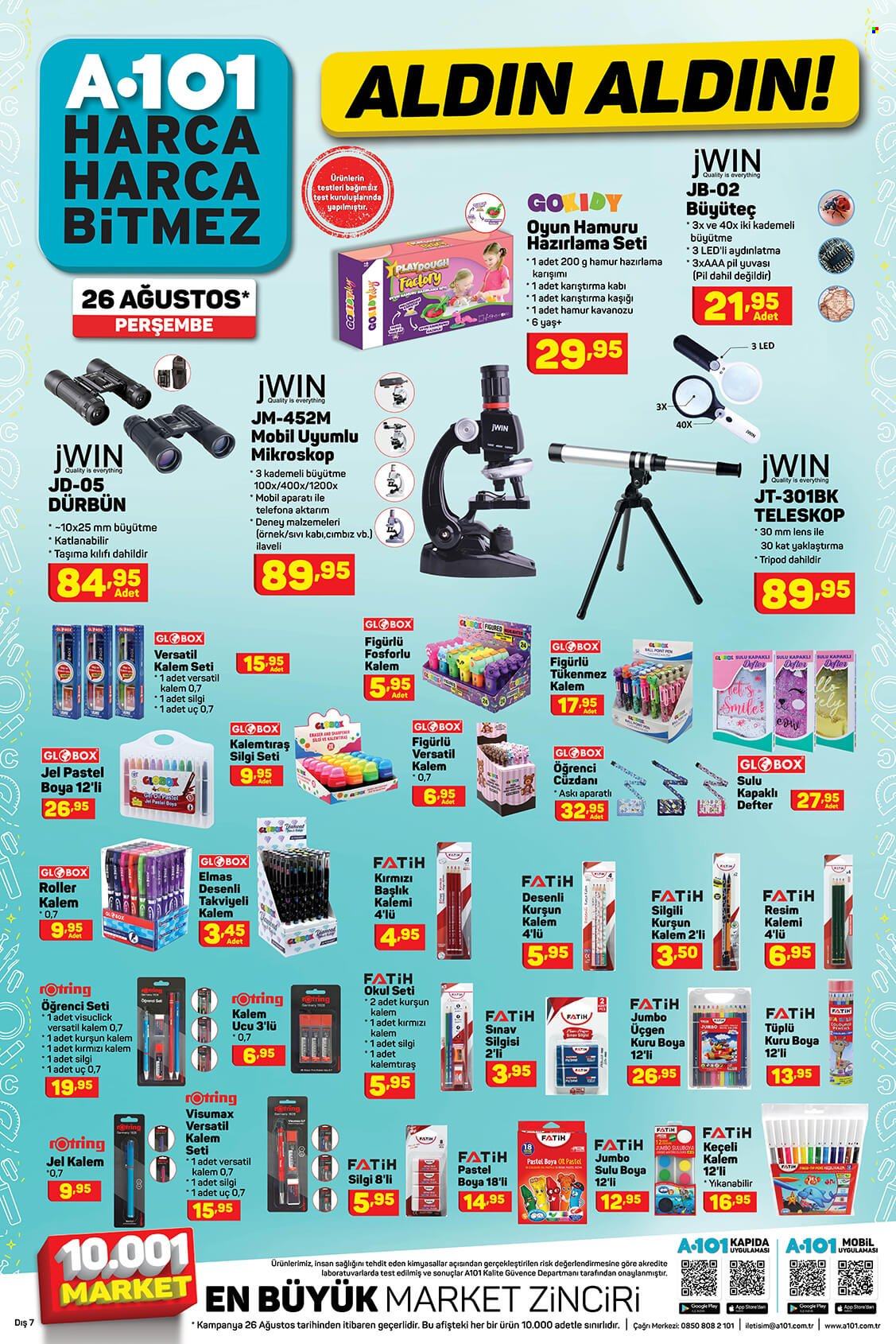 thumbnail - A101 aktüel ürünler, broşür  - 9.16.2021 - 9.24.2021 - Satıştaki ürünler - cımbız, oyun hamurları, teleskop. Sayfa 12.