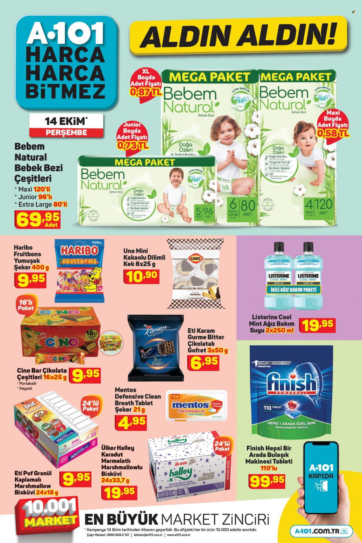 thumbnail - A101 aktüel ürünler, broşür  - Satıştaki ürünler - çikolata, Ülker, şeker, bebek bezi, Listerine. Sayfa 9.