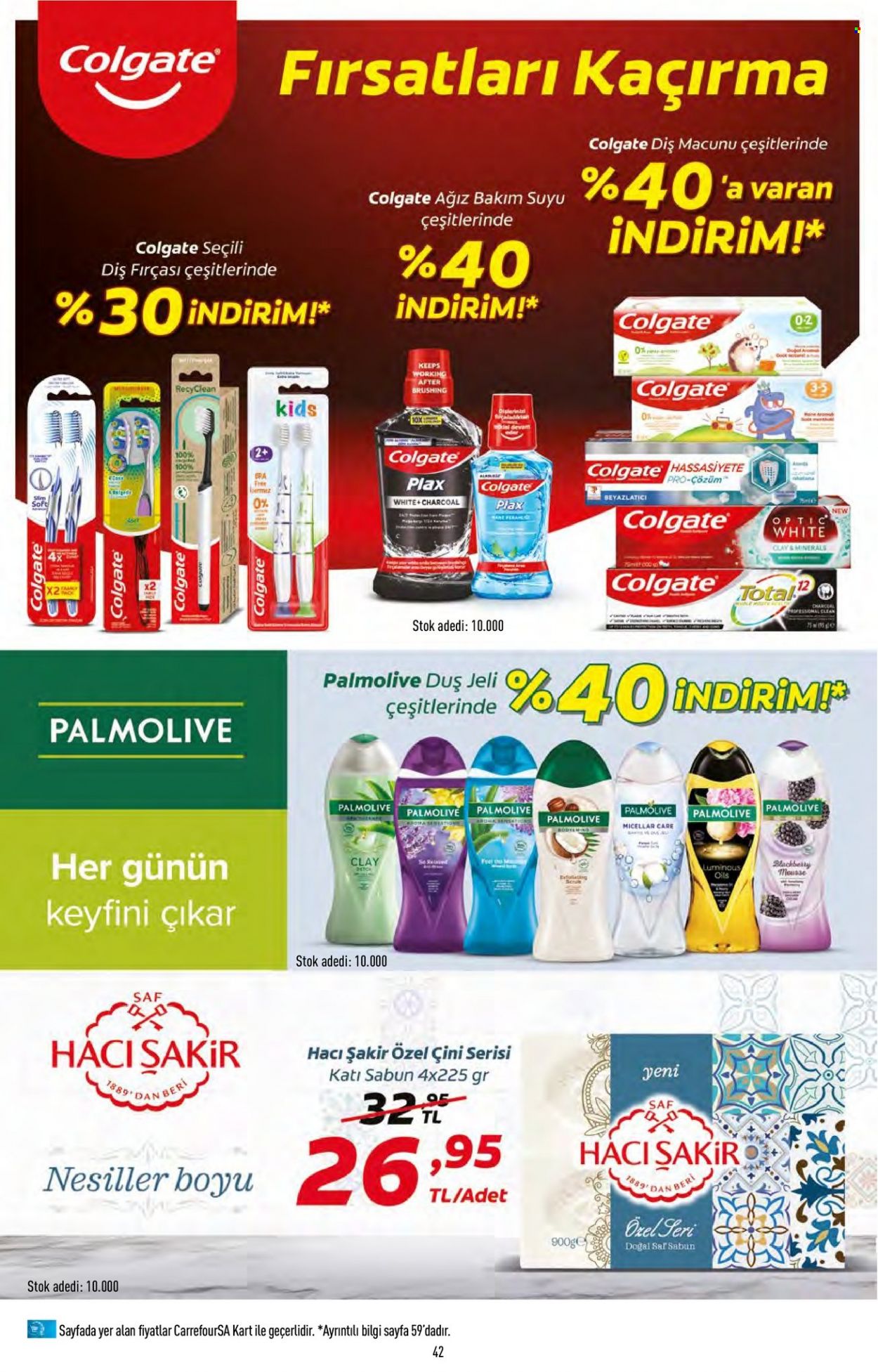 thumbnail - Carrefour aktüel ürünler, broşür  - 10.14.2021 - 10.27.2021 - Satıştaki ürünler - sabun, duş jeli, Colgate, diş fırçası, diş macunu, fırça. Sayfa 43.