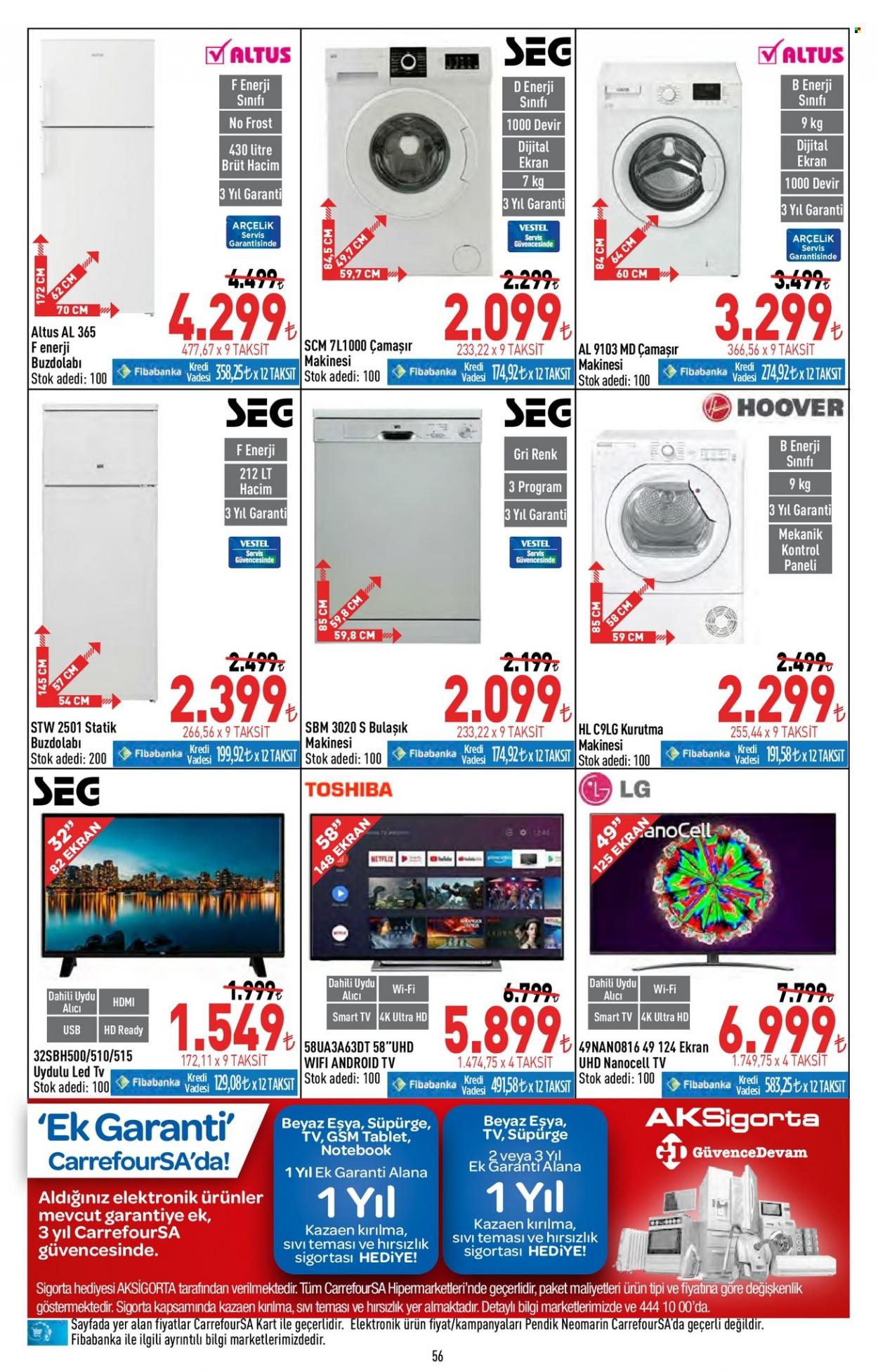 thumbnail - Carrefour aktüel ürünler, broşür  - 10.14.2021 - 10.27.2021 - Satıştaki ürünler - Smart TV, LED TV, süpürge, Brut, buzdolabı. Sayfa 57.