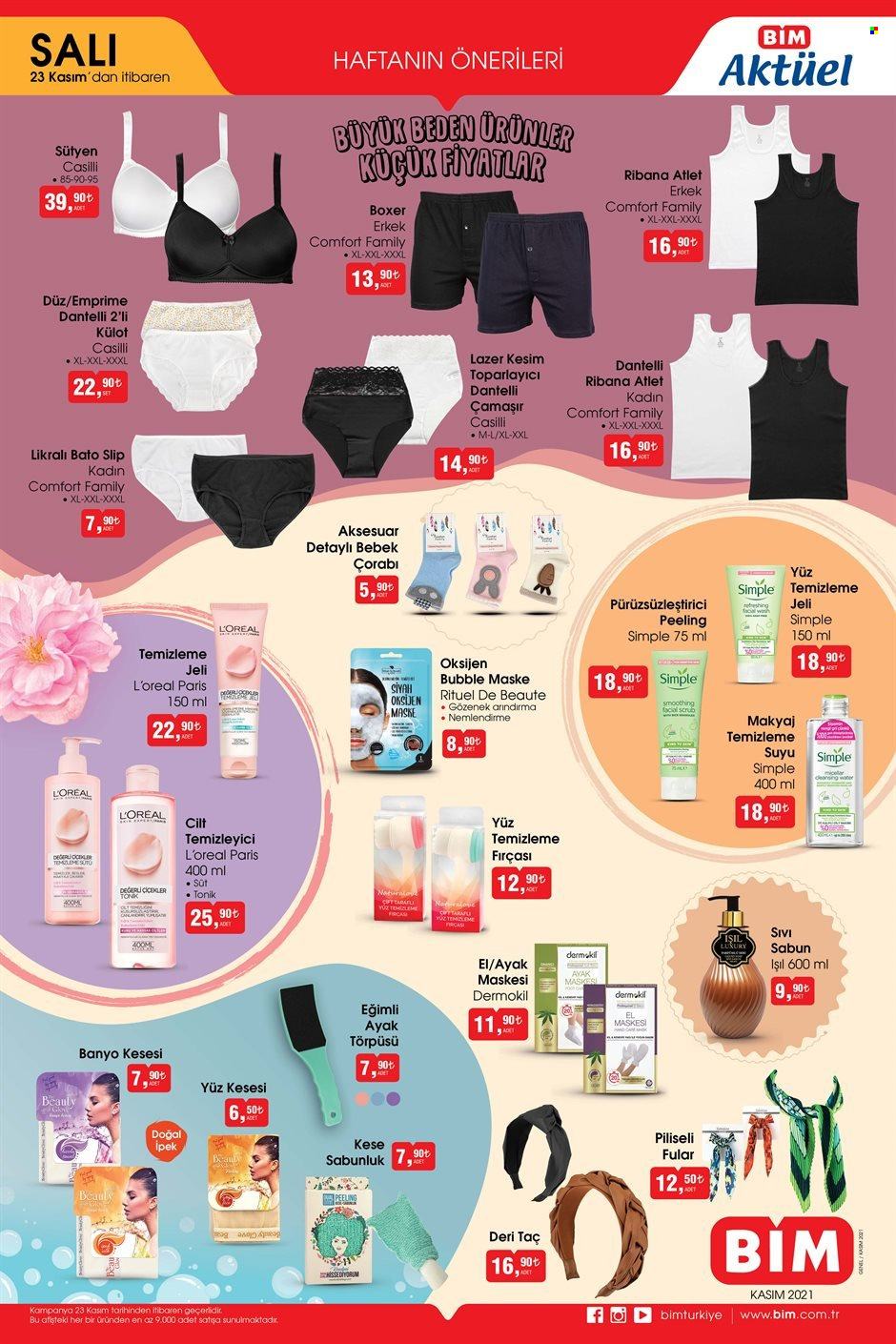 thumbnail - BİM aktüel ürünler, broşür  - 11.23.2021 - 12.5.2021 - Satıştaki ürünler - süt, sabun, sıvı sabunu, temizleme jeli, temizleyici, L’Oréal. Sayfa 2.