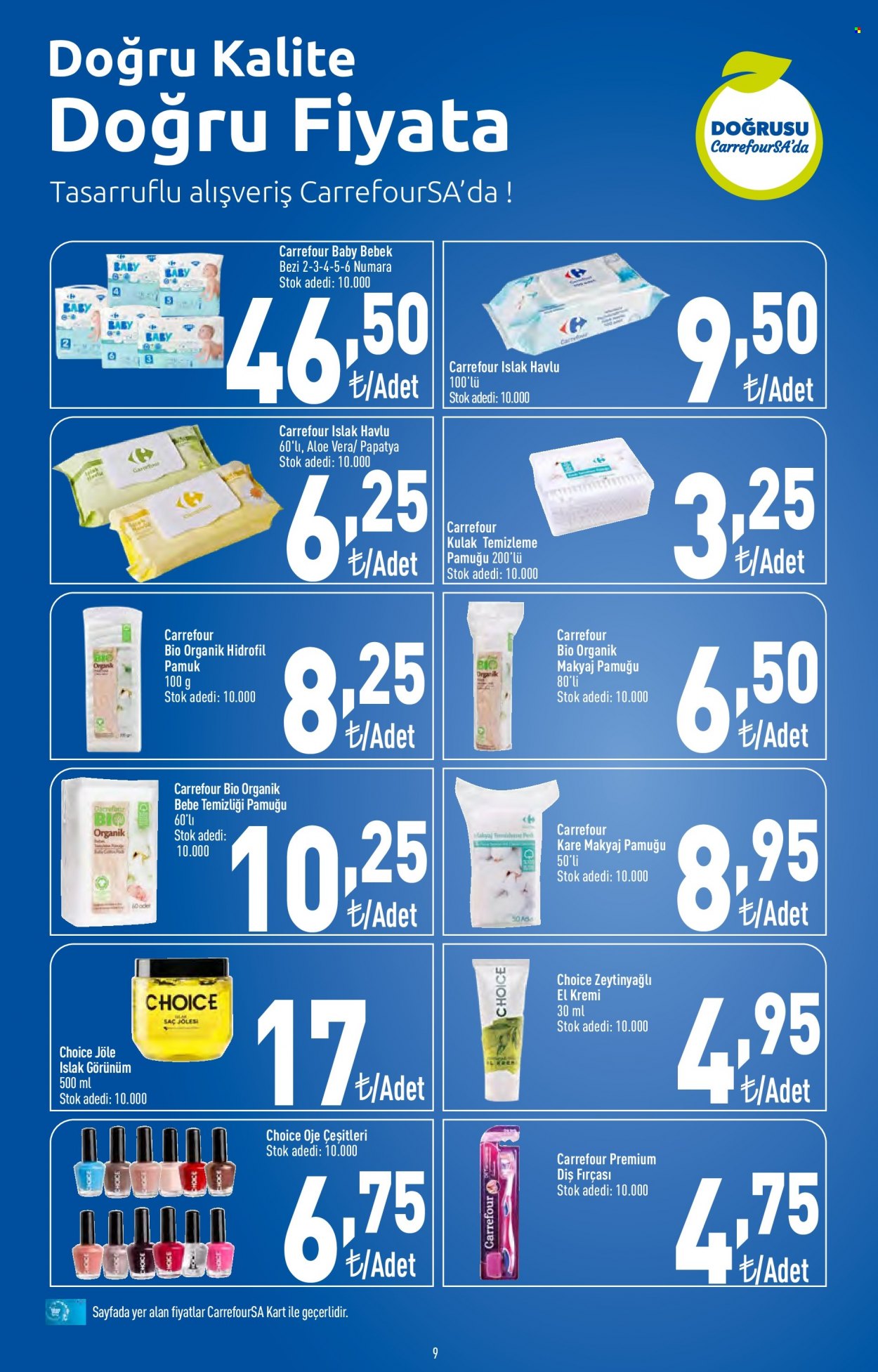 thumbnail - Carrefour aktüel ürünler, broşür  - 11.23.2021 - 12.2.2021 - Satıştaki ürünler - bebek bezi, islak havlu, diş fırçası, kremi, fırça. Sayfa 9.