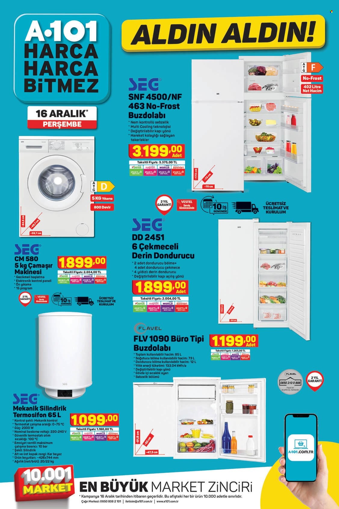 thumbnail - A101 aktüel ürünler, broşür  - 12.16.2021 - 12.24.2021 - Satıştaki ürünler - çamaşır makinesi, Brut, buzdolabı, derin dondurucu, dondurucu. Sayfa 2.