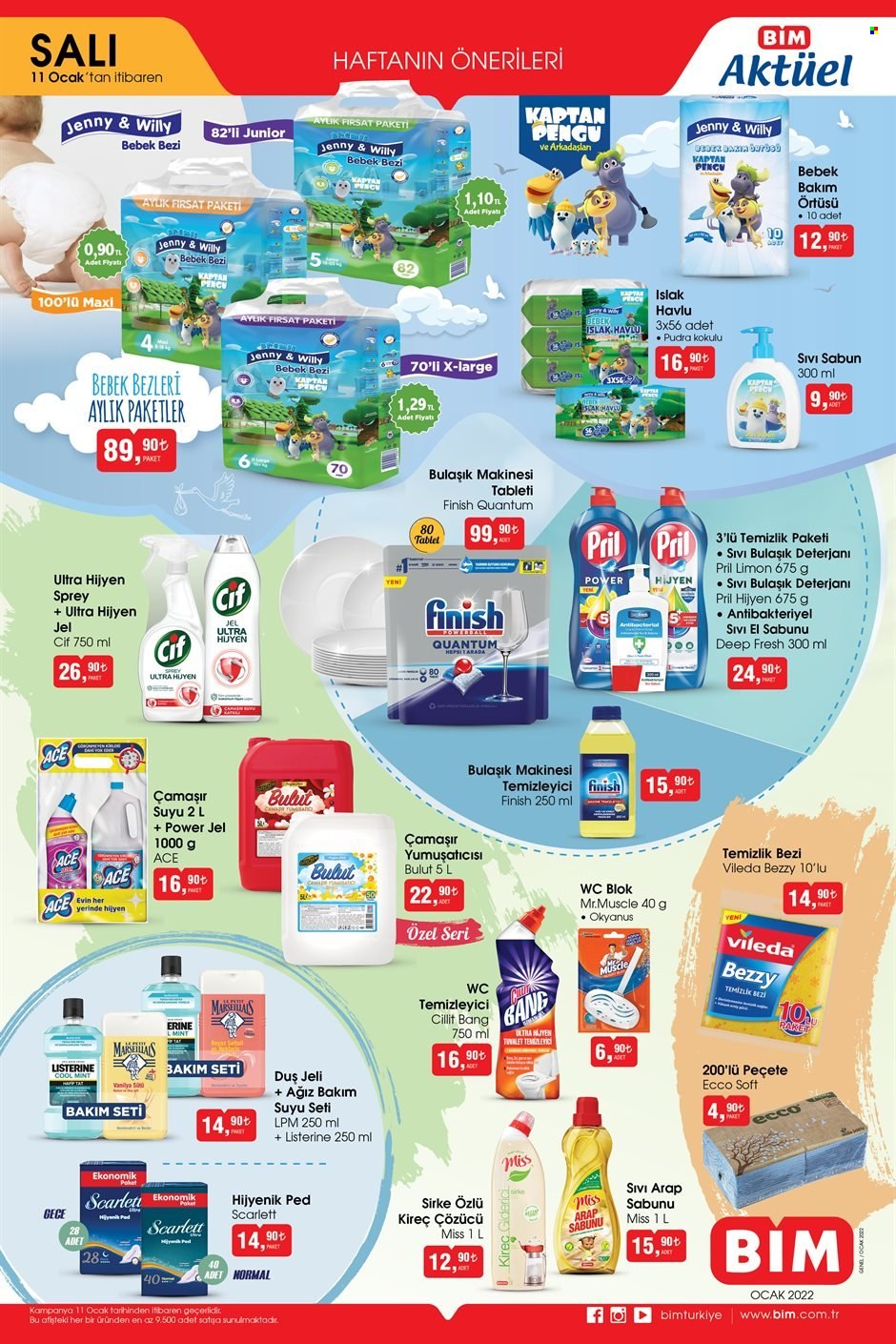 thumbnail - BİM aktüel ürünler, broşür  - 1.11.2022 - 1.23.2022 - Satıştaki ürünler - limon, vanilya, bebek bezi, islak havlu, sabun, sıvı el sabunu, sıvı sabunu, duş jeli, Listerine, temizleyici. Sayfa 2.