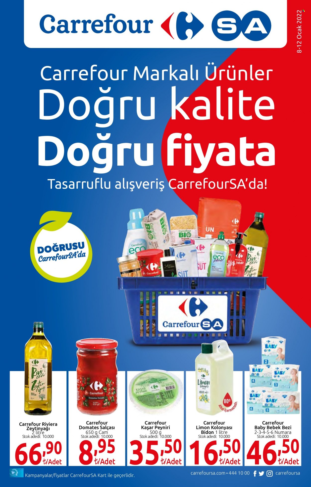 thumbnail - Carrefour aktüel ürünler, broşür  - 1.8.2022 - 1.12.2022 - Satıştaki ürünler - alkol, limon, peynir, kaşar peyniri, domates salça, yağı, zeytinyağı, bebek bezi. Sayfa 1.