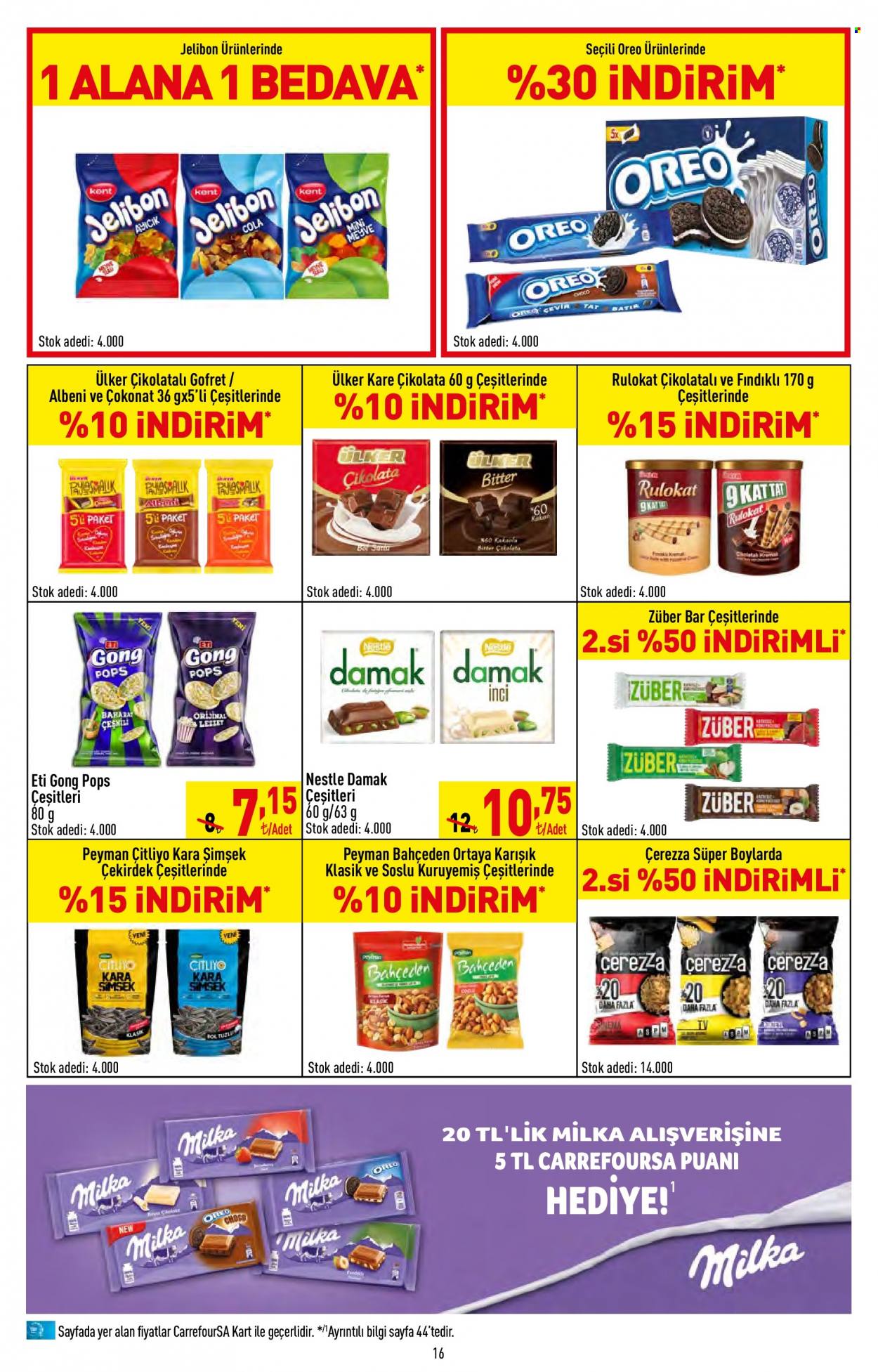 thumbnail - Carrefour aktüel ürünler, broşür  - 1.27.2022 - 2.2.2022 - Satıştaki ürünler - çikolata, Ülker, Nestlé. Sayfa 16.