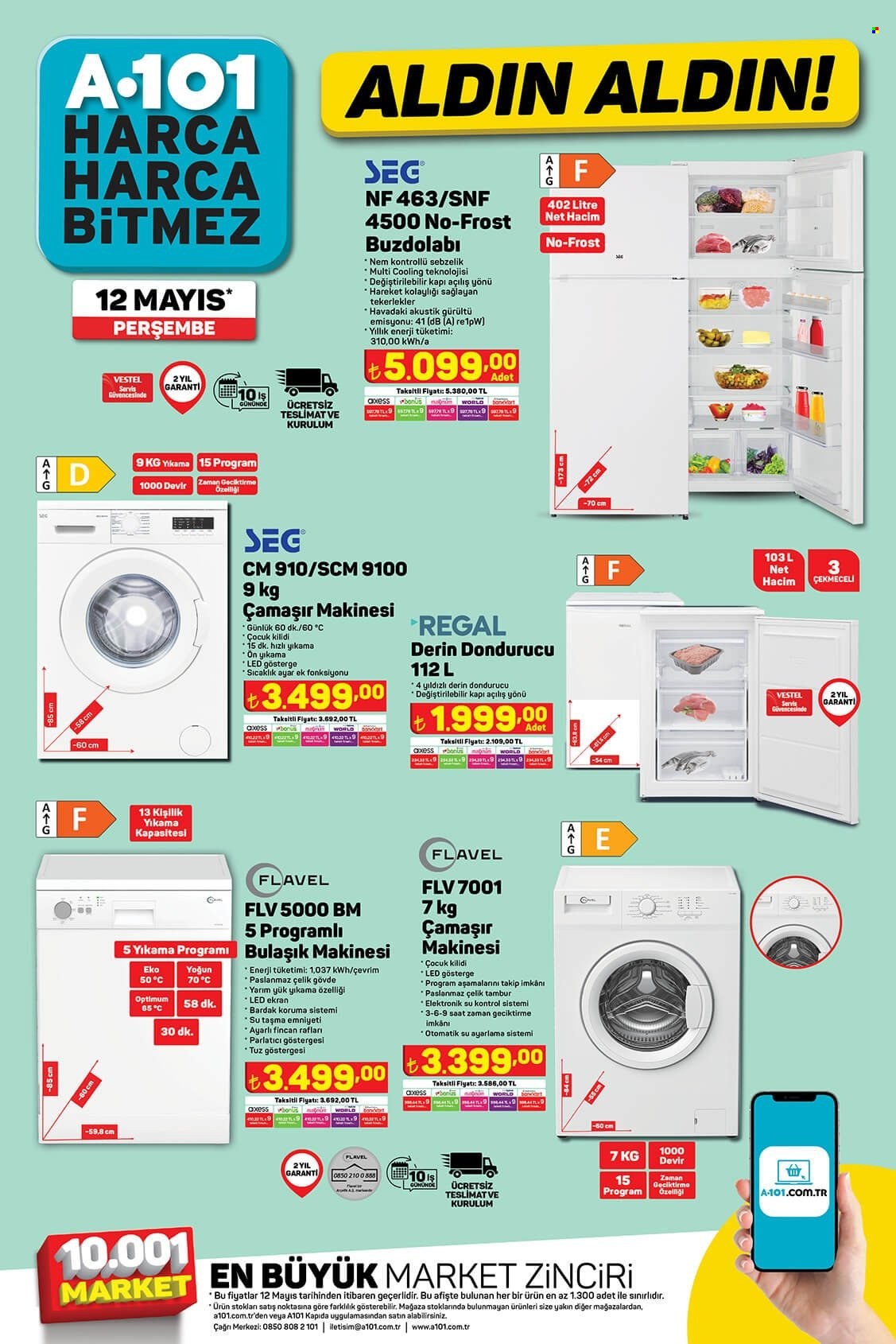 thumbnail - A101 aktüel ürünler, broşür  - Satıştaki ürünler - bulaşık makinesi, çamaşır makinesi, saat, buzdolabı, derin dondurucu, dondurucu. Sayfa 2.