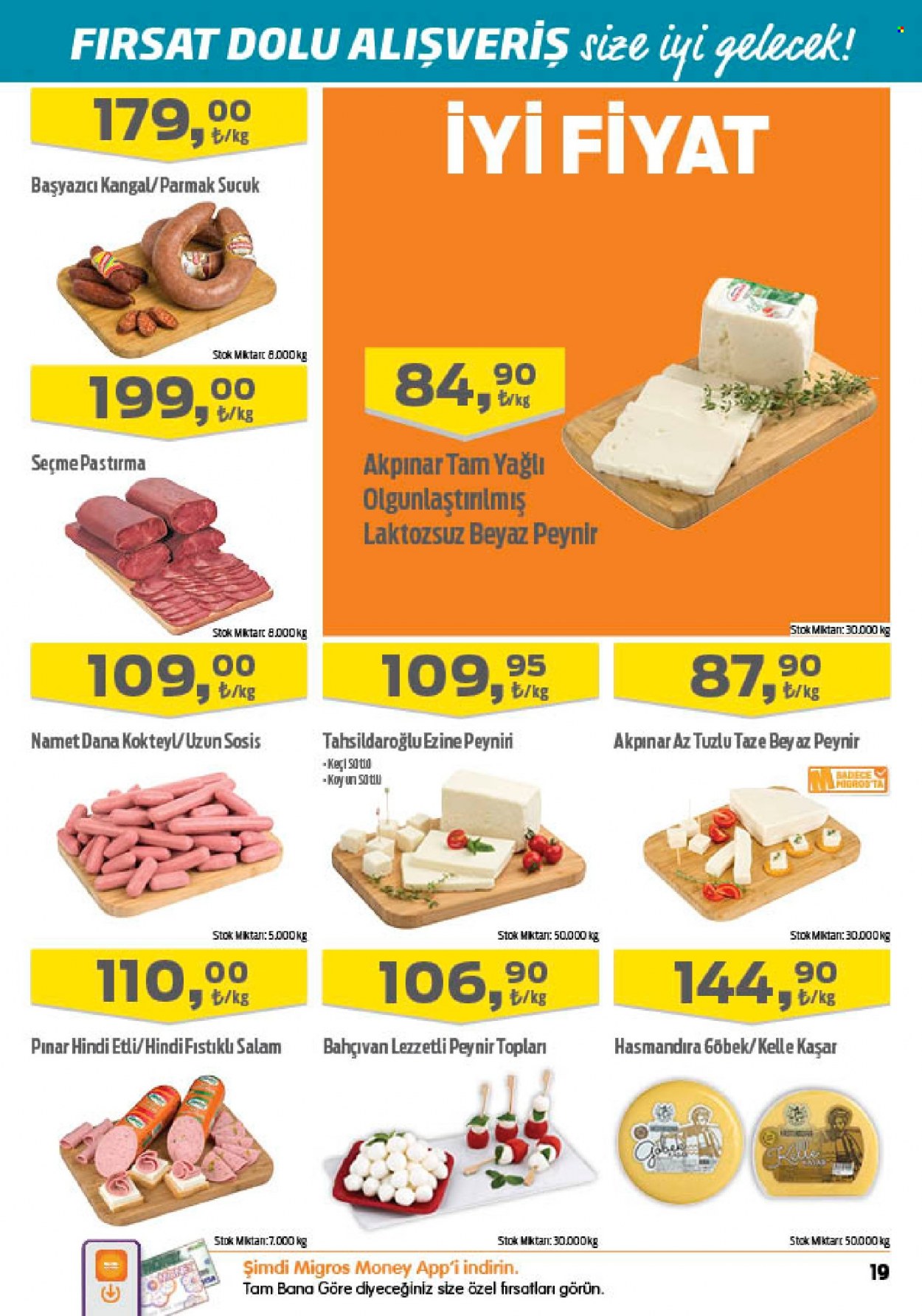thumbnail - Migros aktüel ürünler, broşür  - 5.12.2022 - 5.25.2022 - Satıştaki ürünler - Pınar, seçme pastırma, pastırma, fıstıklı salam, sosis, parmak sucuk, sucuk, Tahsildaroglu, peynir, beyaz peynir, Bahçivan. Sayfa 19.