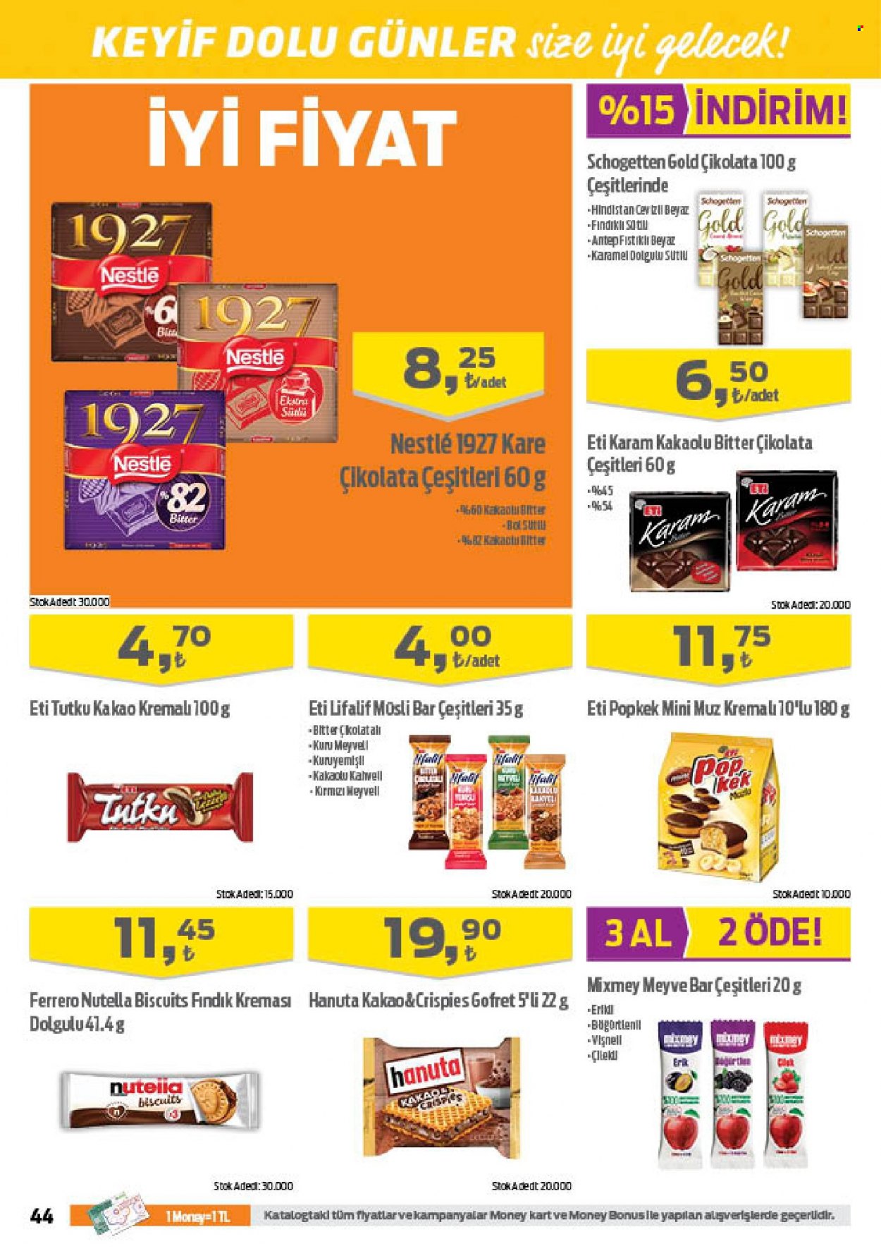 thumbnail - Migros aktüel ürünler, broşür  - 5.12.2022 - 5.25.2022 - Satıştaki ürünler - muz, Nestlé, Nutella, kakao. Sayfa 44.