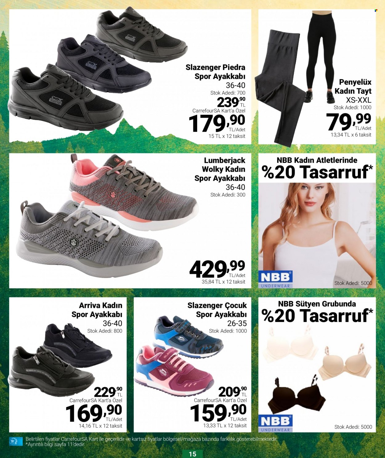 thumbnail - Carrefour aktüel ürünler, broşür  - 5.11.2022 - 5.31.2022 - Satıştaki ürünler - Slazenger, spor ayakkabı, Lumberjack, sütyen, tayt. Sayfa 15.