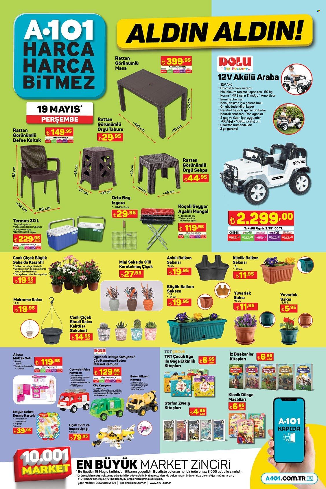 thumbnail - A101 aktüel ürünler, broşür  - Satıştaki ürünler - yağı, yuvarlak, oyuncak, çiçek. Sayfa 6.