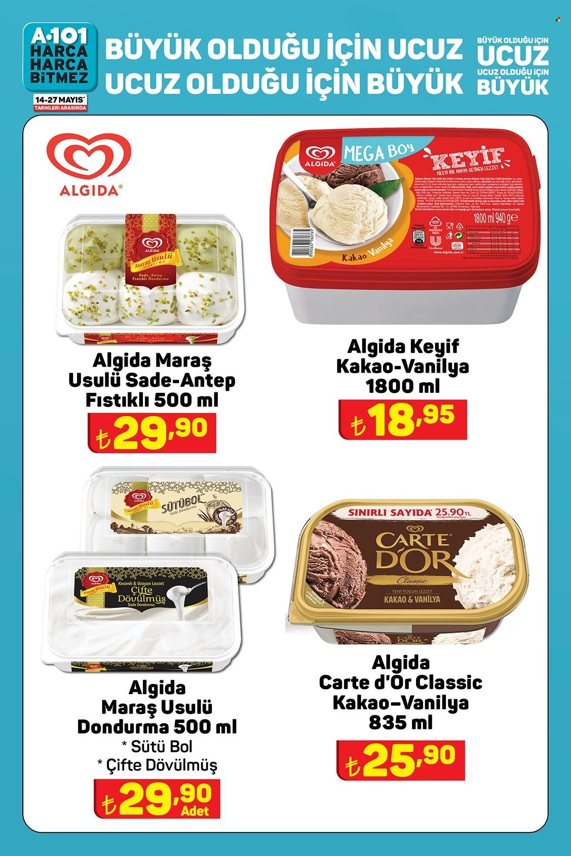 thumbnail - A101 aktüel ürünler, broşür  - Satıştaki ürünler - dondurma, kakao, vanilya. Sayfa 2.