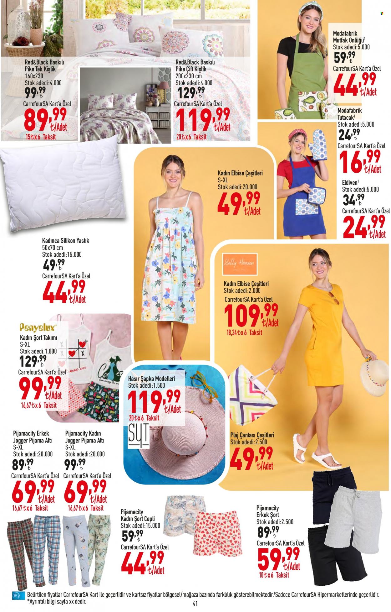thumbnail - Carrefour aktüel ürünler, broşür  - 5.18.2022 - 6.1.2022 - Satıştaki ürünler - şort, elbise, pijama, pijama altı, şapka, plaj çantası. Sayfa 41.