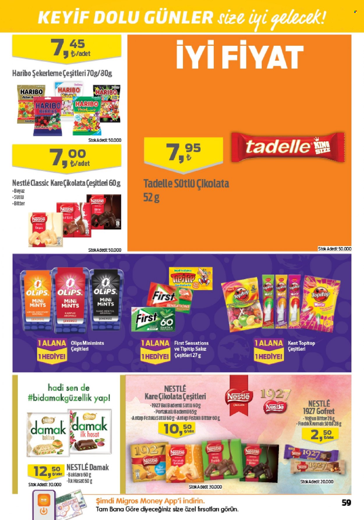 thumbnail - Migros aktüel ürünler, broşür  - 6.23.2022 - 7.6.2022 - Satıştaki ürünler - çikolata, Nestlé. Sayfa 59.
