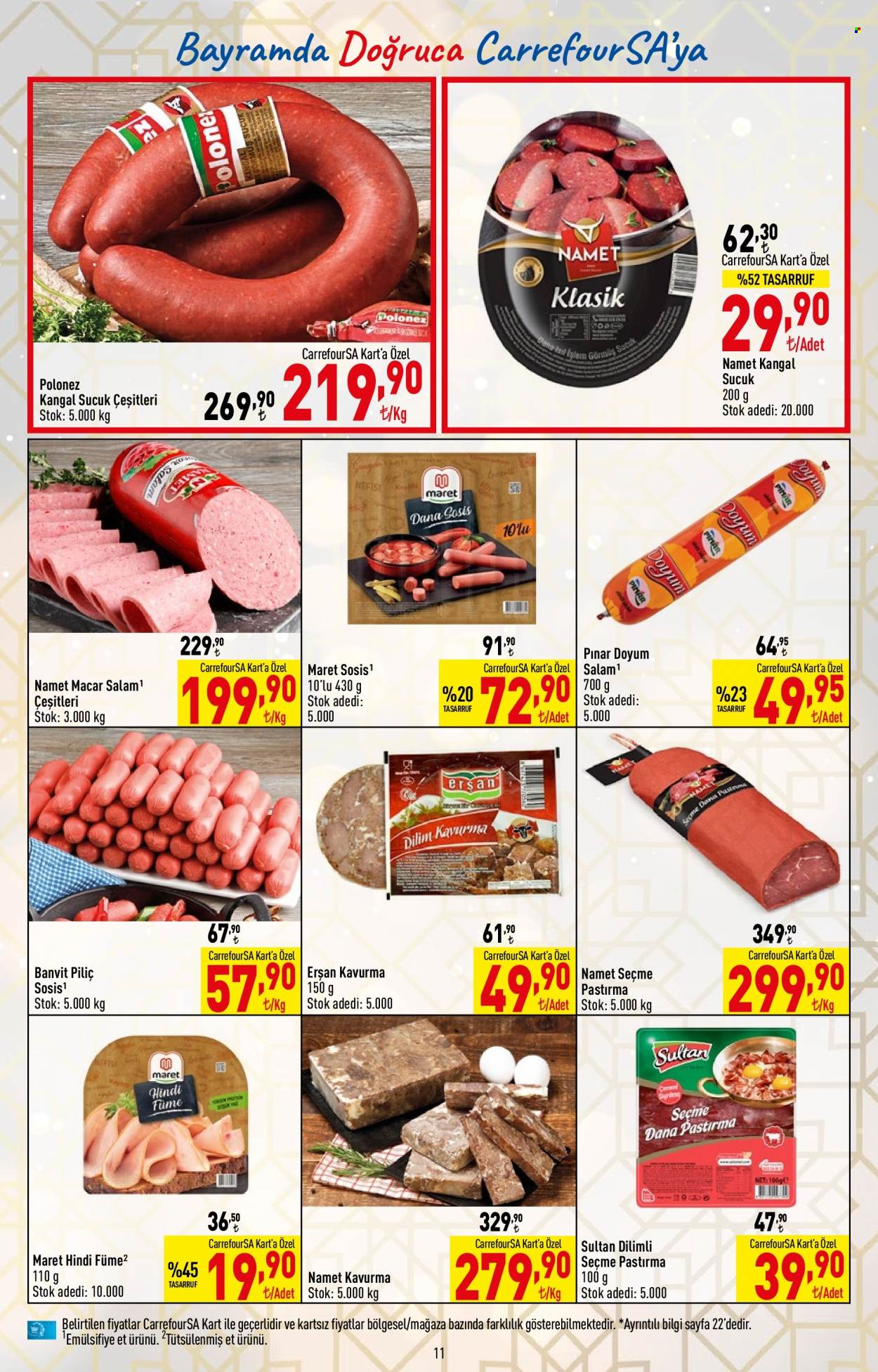 thumbnail - Carrefour Hiper aktüel ürünler, broşür  - 6.30.2022 - 7.13.2022 - Satıştaki ürünler - piliç, Pınar, kavurma, seçme pastırma, pastırma, Polonez, kangal sucuk, Fermente Kangal Sucuk, sucuk. Sayfa 11.