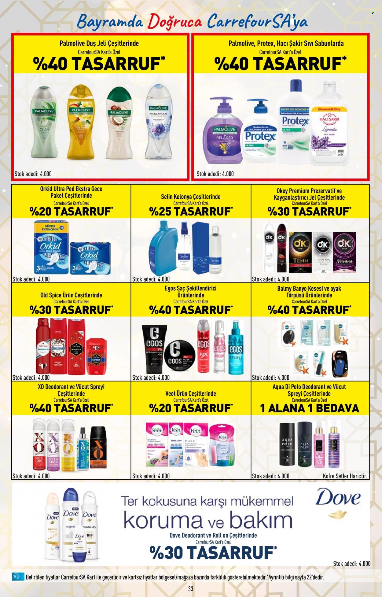 thumbnail - Carrefour Hiper aktüel ürünler, broşür  - 6.30.2022 - 7.13.2022 - Satıştaki ürünler - Old Spice, Dove, duş jeli, deodorant, vücut spreyi, saç şekillendirici. Sayfa 33.