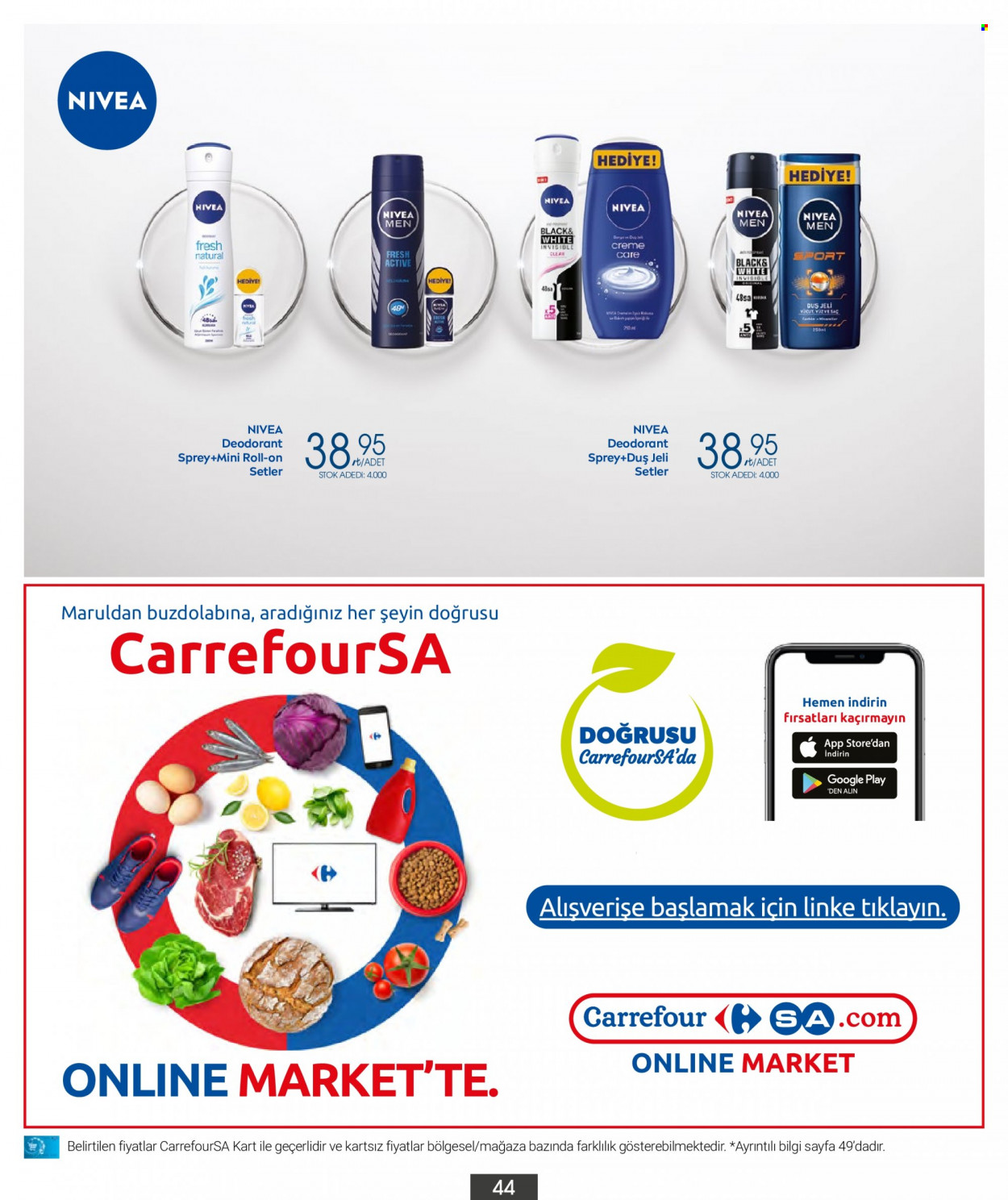 thumbnail - Carrefour Hiper aktüel ürünler, broşür  - 7.1.2022 - 7.18.2022 - Satıştaki ürünler - krema, Nivea, Clear, duş jeli, roll-on, deodorant. Sayfa 44.