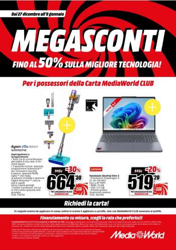 Volantino MediaWorld - 27/12/2025 - 8/1/2026.