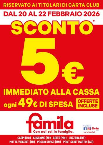 Volantino Famila - 20/2/2026 - 22/2/2026.