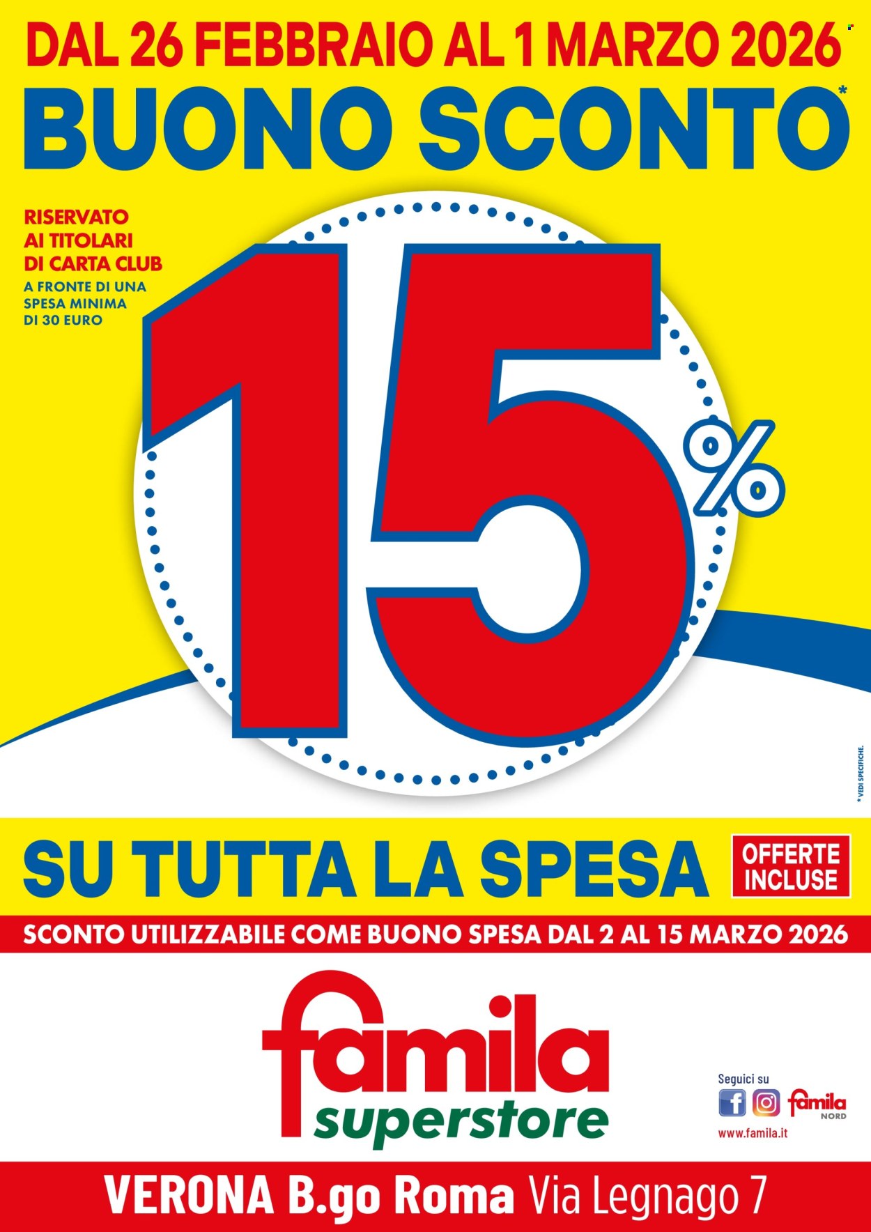 Volantino Famila - 26/2/2026 - 1/3/2026. Pagina 1