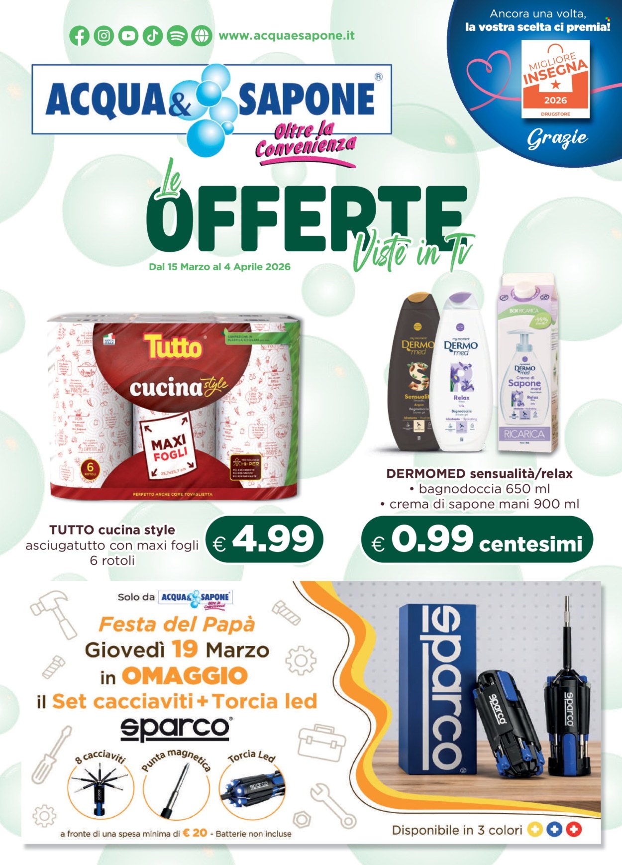 Leták Acqua & Sapone - 15.3.2026 - 4.4.2026. Strana 1