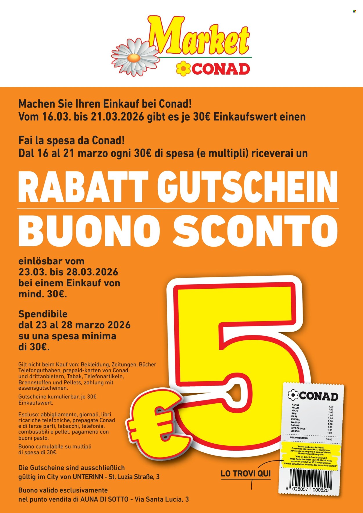 Volantino Market Conad - 16/3/2026 - 21/3/2026. Pagina 1
