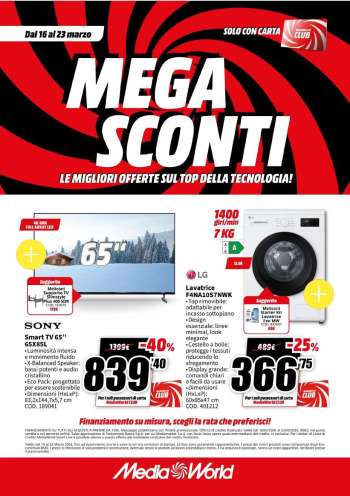 Volantino MediaWorld - 16/3/2026 - 23/3/2026.