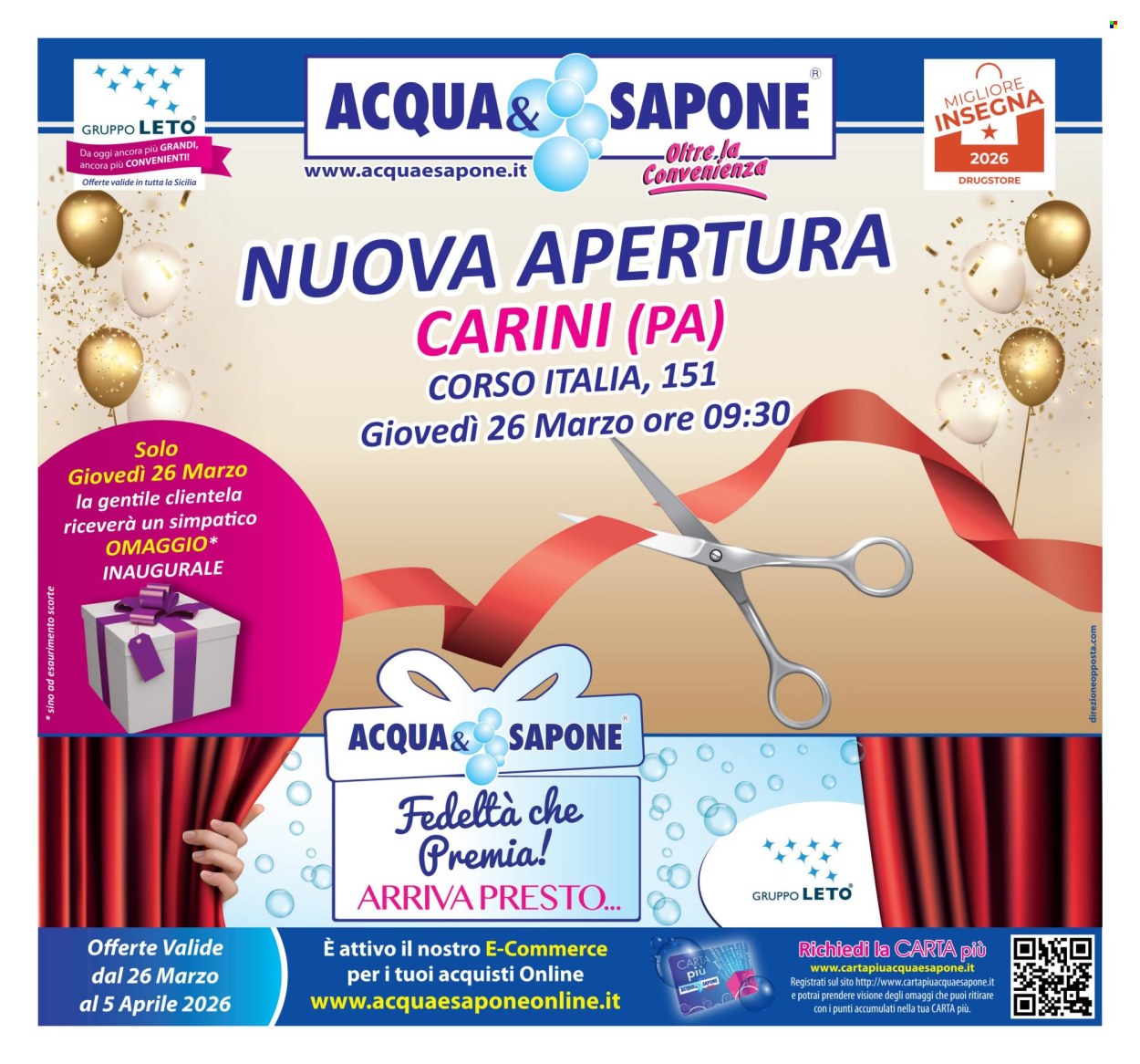 Leták Acqua & Sapone - 26.3.2026 - 5.4.2026. Strana 1