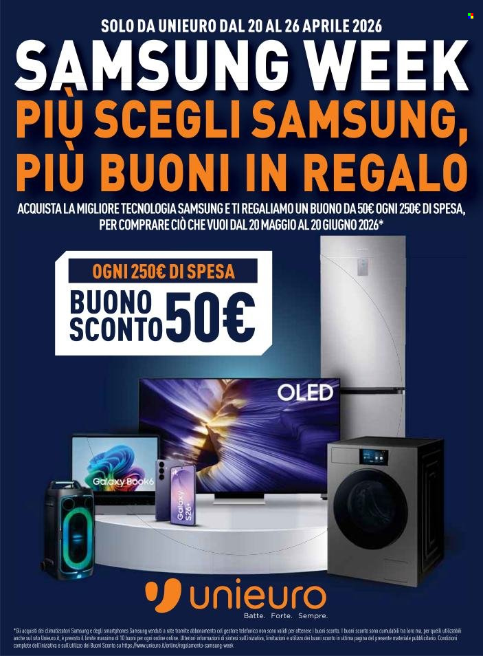 Volantino Unieuro - 20/4/2026 - 26/4/2026. Pagina 1