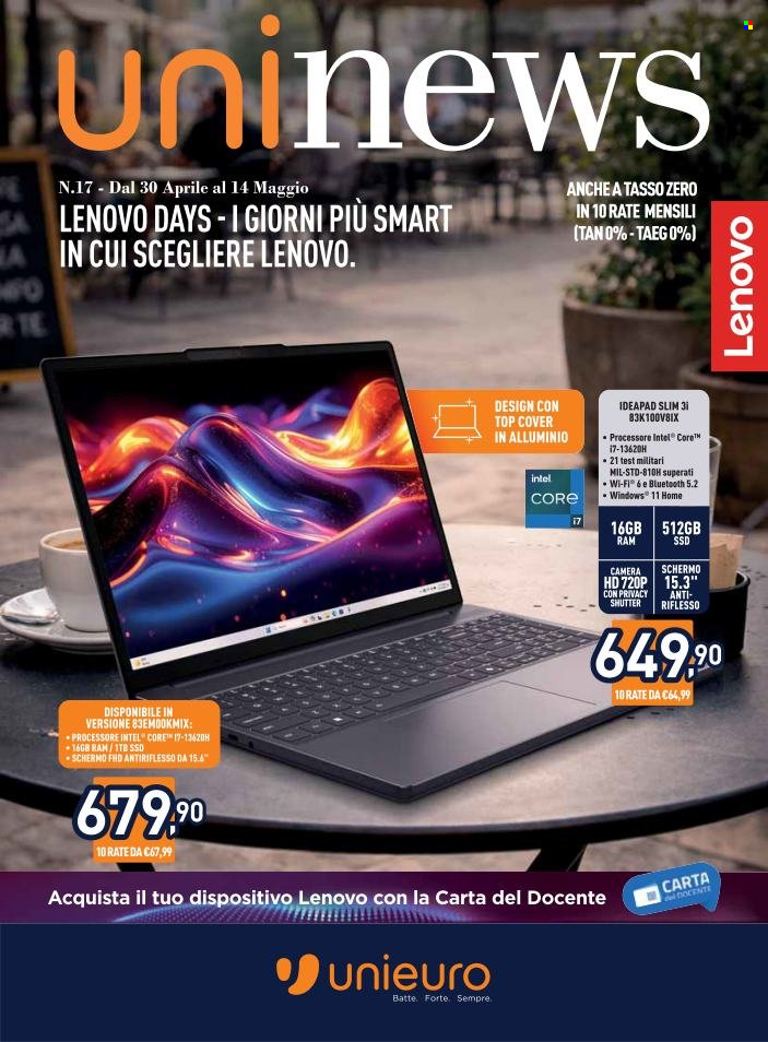 Volantino Unieuro - 30/4/2026 - 14/5/2026. Pagina 1