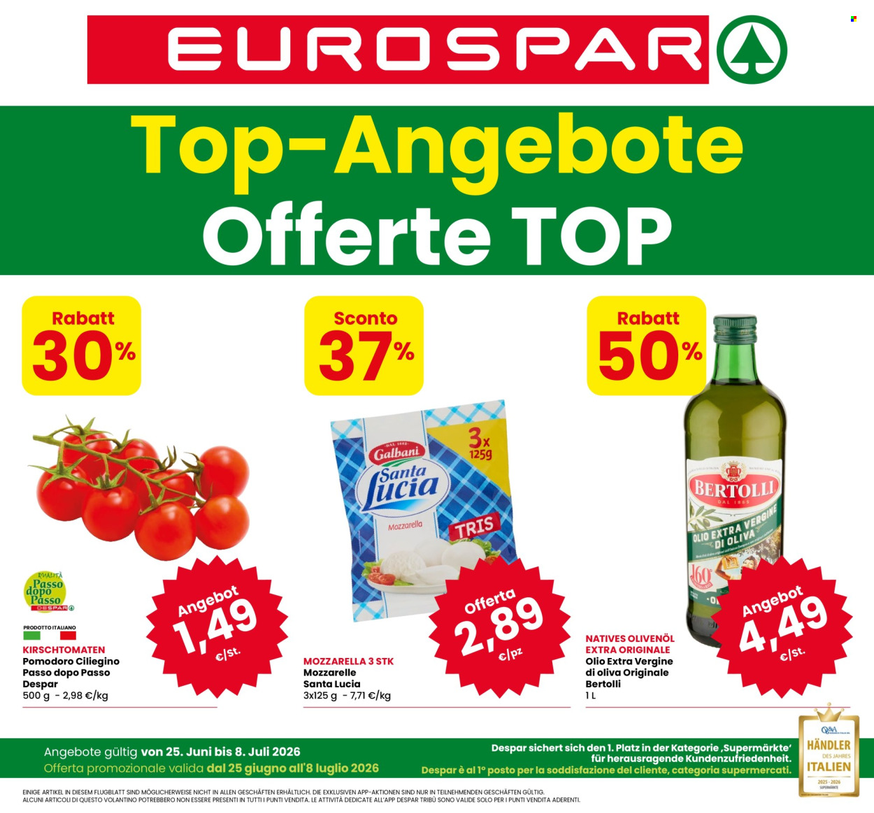 Volantino Eurospar - 25/6/2026 - 8/7/2026. Pagina 1