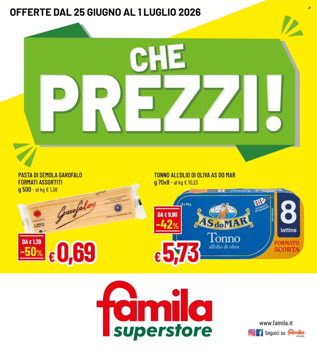 Volantino Famila - 25/6/2026 - 1/7/2026. Pagina 1