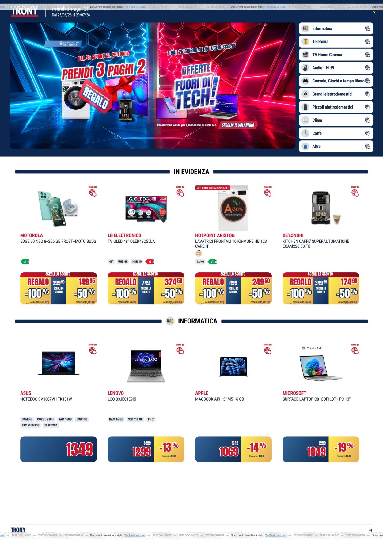 Volantino Trony - 25/6/2026 - 29/7/2026. Pagina 1
