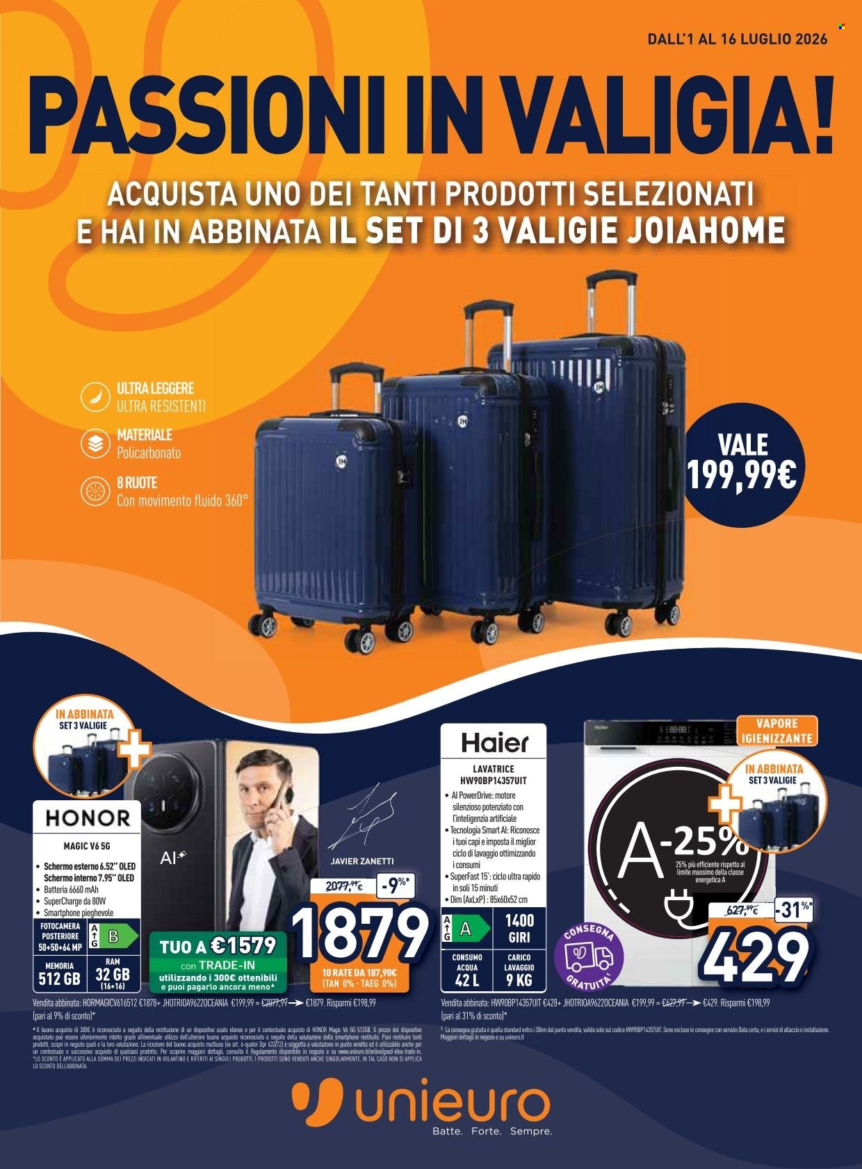 Volantino Unieuro - 1/7/2026 - 16/7/2026. Pagina 1