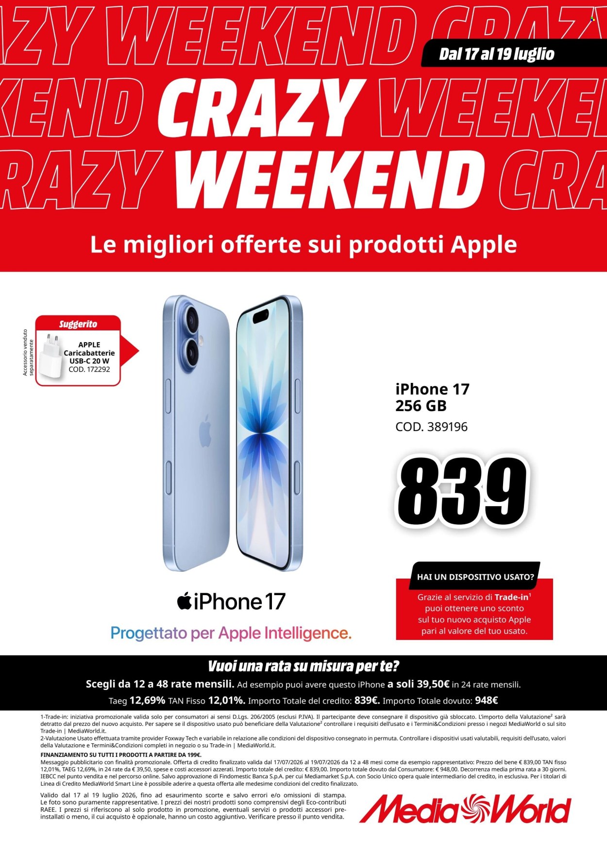 Volantino MediaWorld - 17/7/2026 - 19/7/2026. Pagina 1