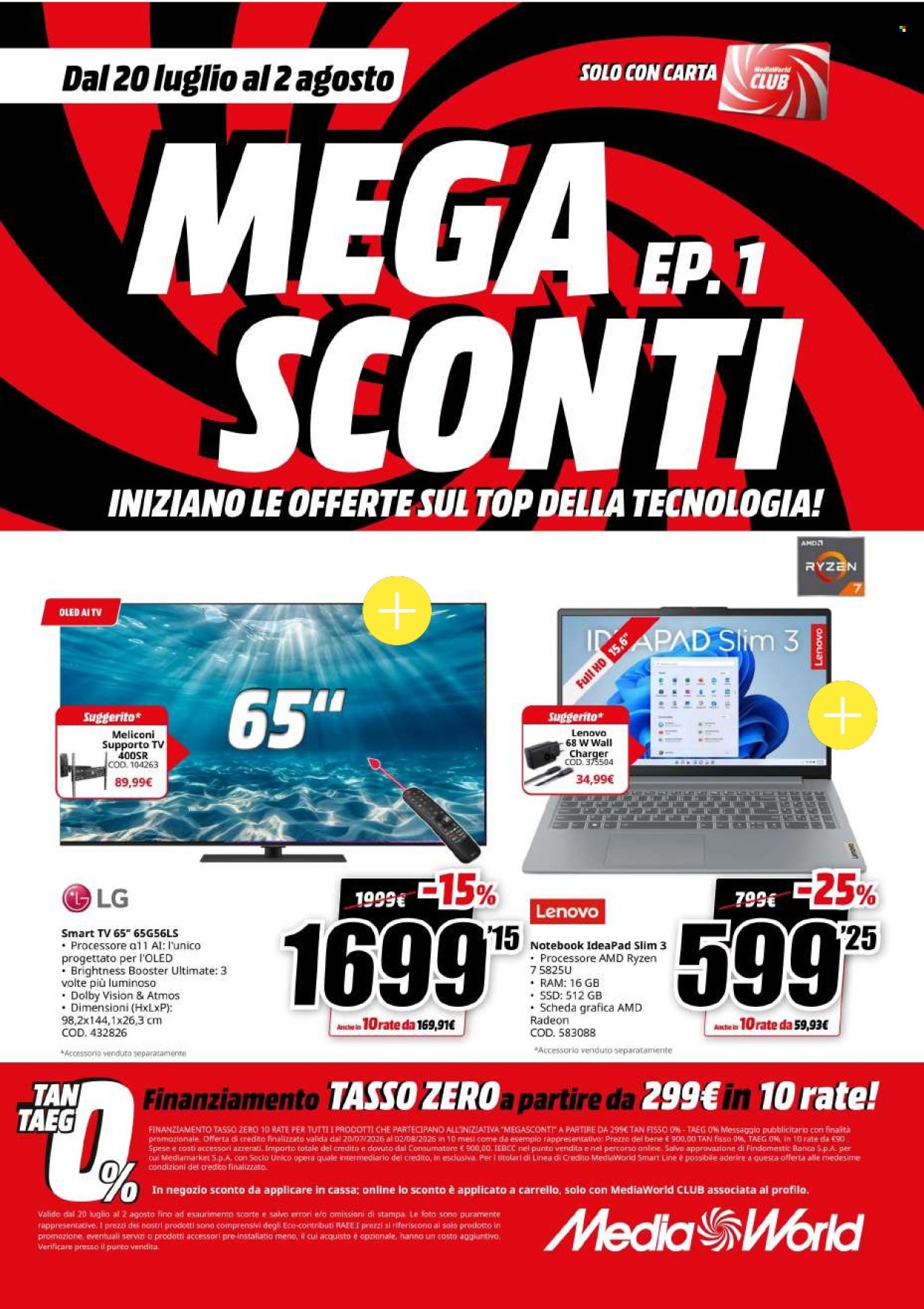 Volantino MediaWorld - 20/7/2026 - 2/8/2026. Pagina 1