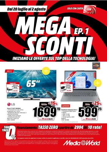 Volantino MediaWorld - 20/7/2026 - 2/8/2026.