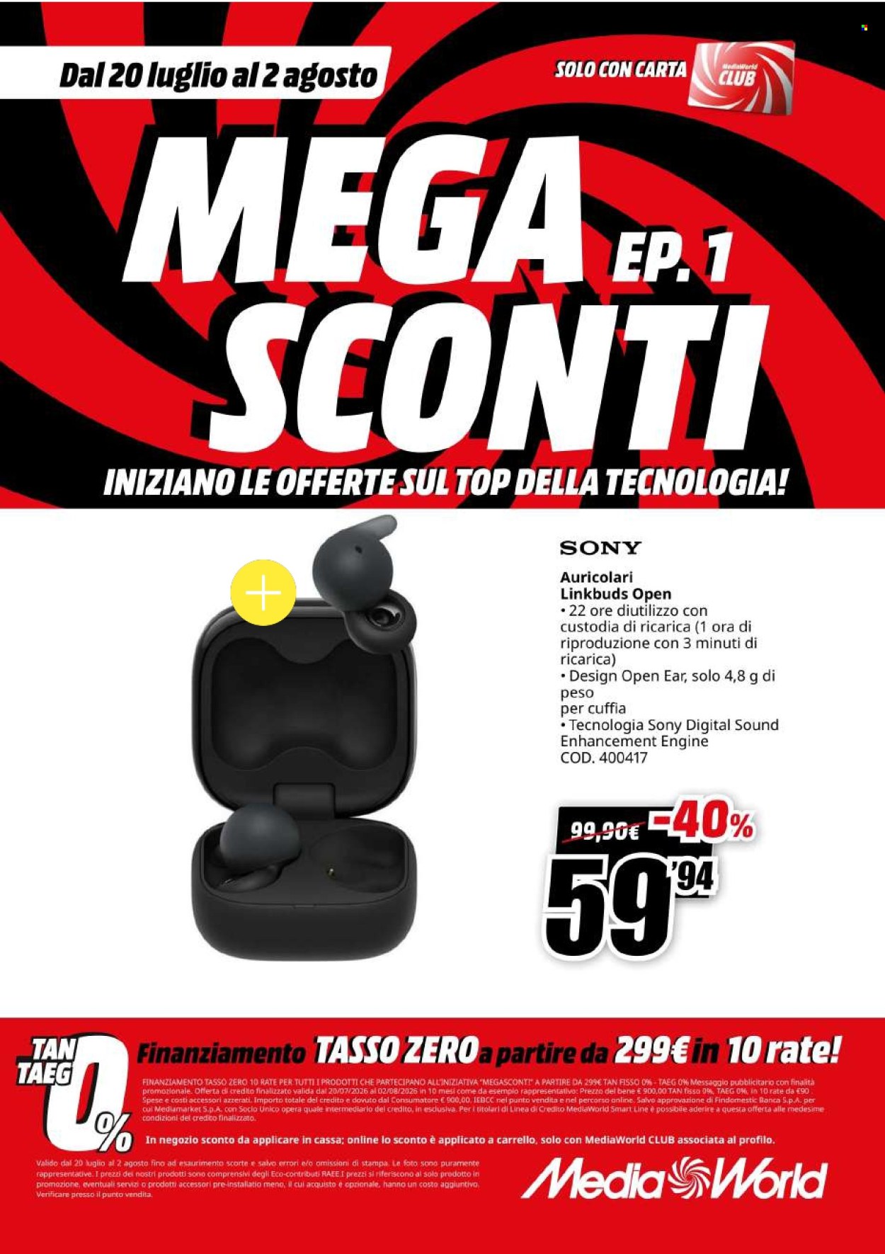 Volantino MediaWorld - 20/7/2026 - 2/8/2026. Pagina 26