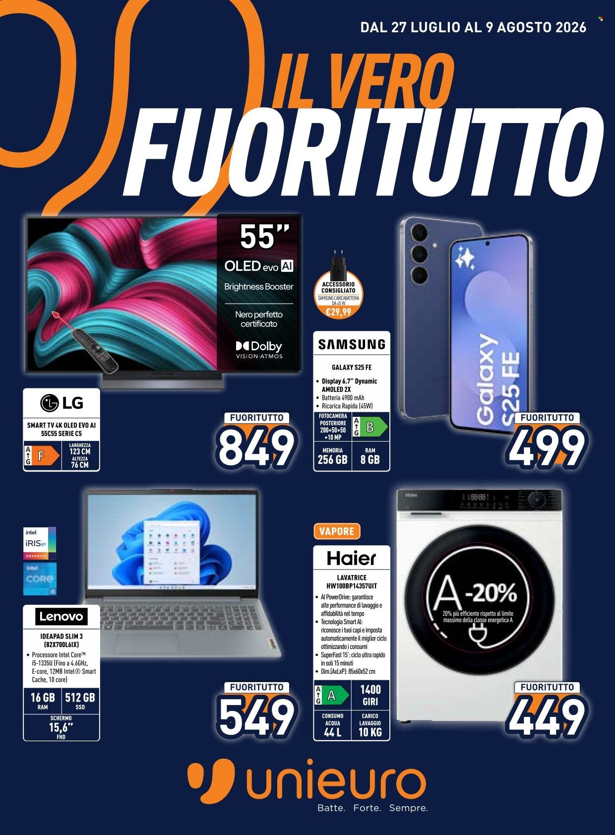 Volantino Unieuro - 27/7/2026 - 9/8/2026. Pagina 1