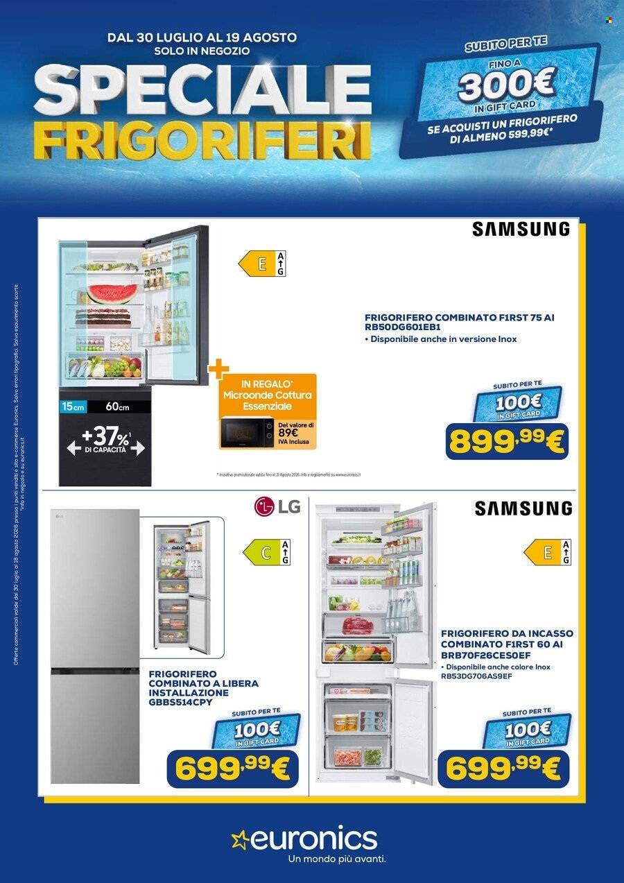Volantino Euronics - 30/7/2026 - 19/8/2026. Pagina 1
