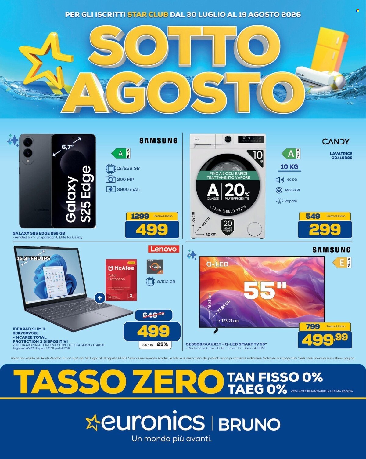 Volantino Euronics - 30/7/2026 - 19/8/2026. Pagina 1
