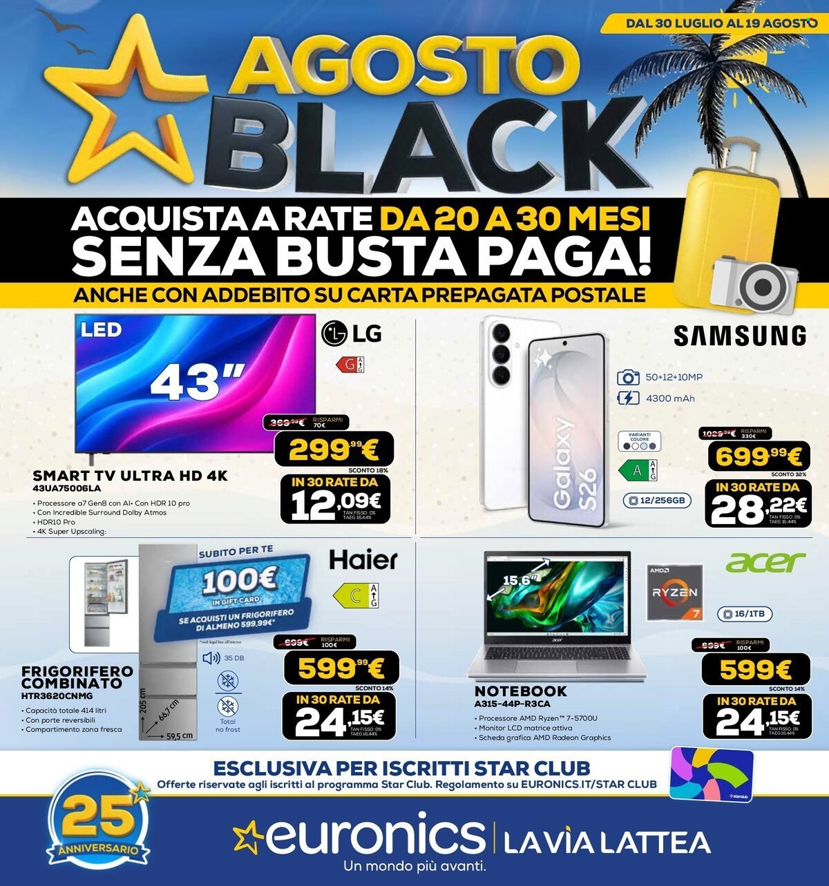 Volantino Euronics - 30/7/2026 - 19/8/2026. Pagina 1