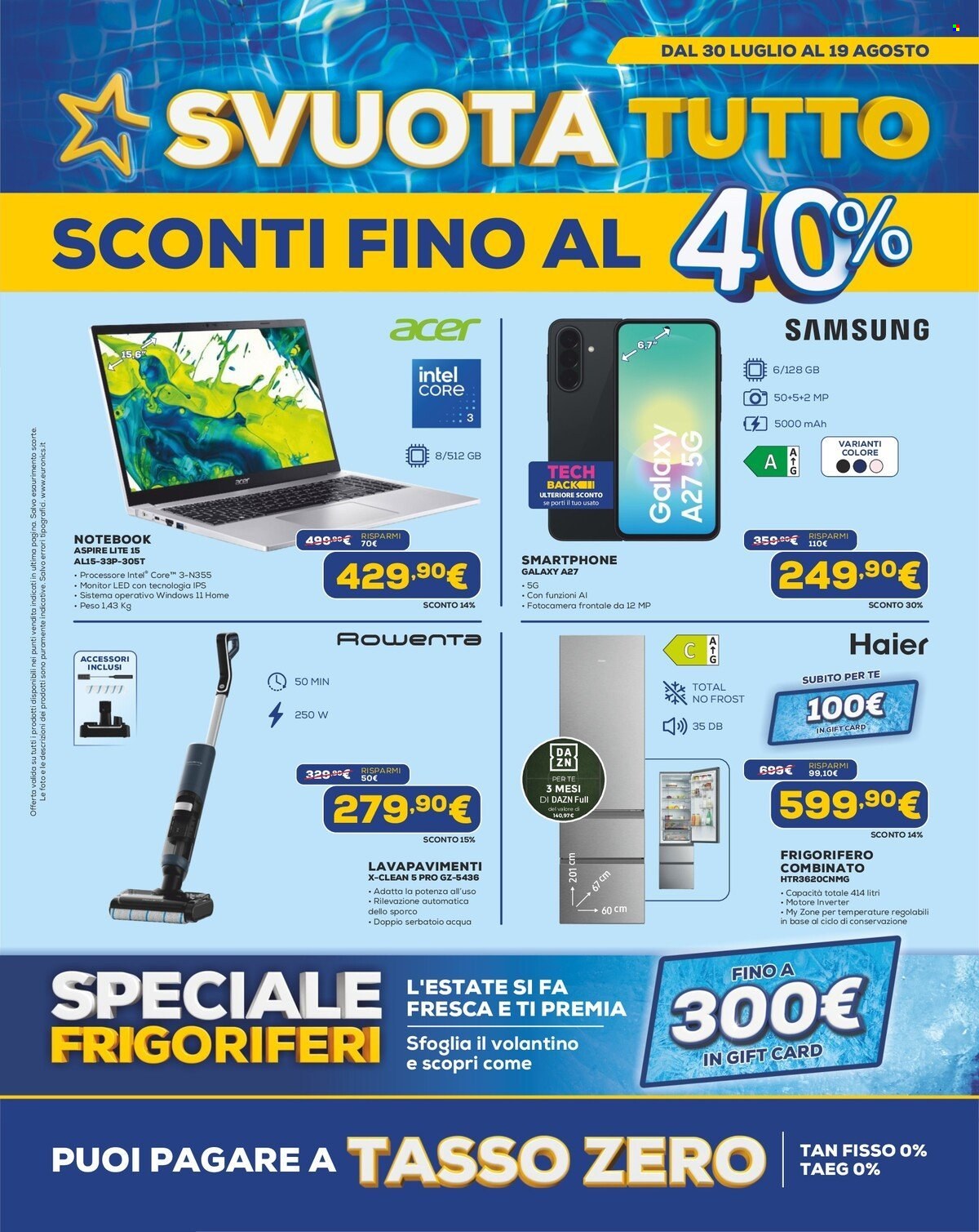Volantino Euronics - 30/7/2026 - 19/8/2026. Pagina 1