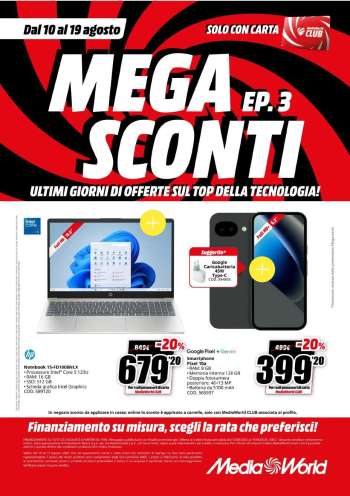 Volantino MediaWorld - 10/8/2026 - 19/8/2026.
