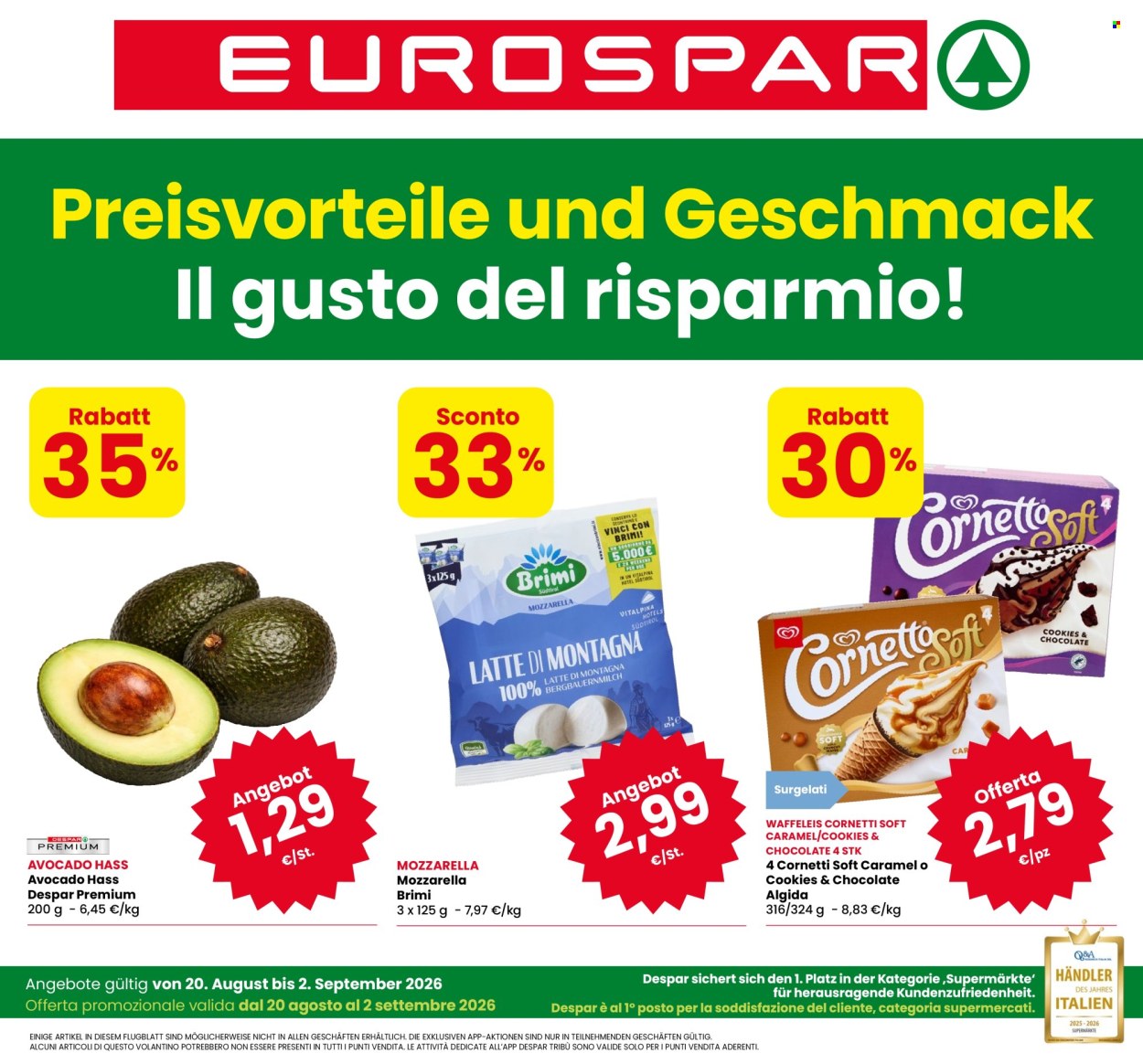 Volantino Eurospar - 20/8/2026 - 2/9/2026. Pagina 1