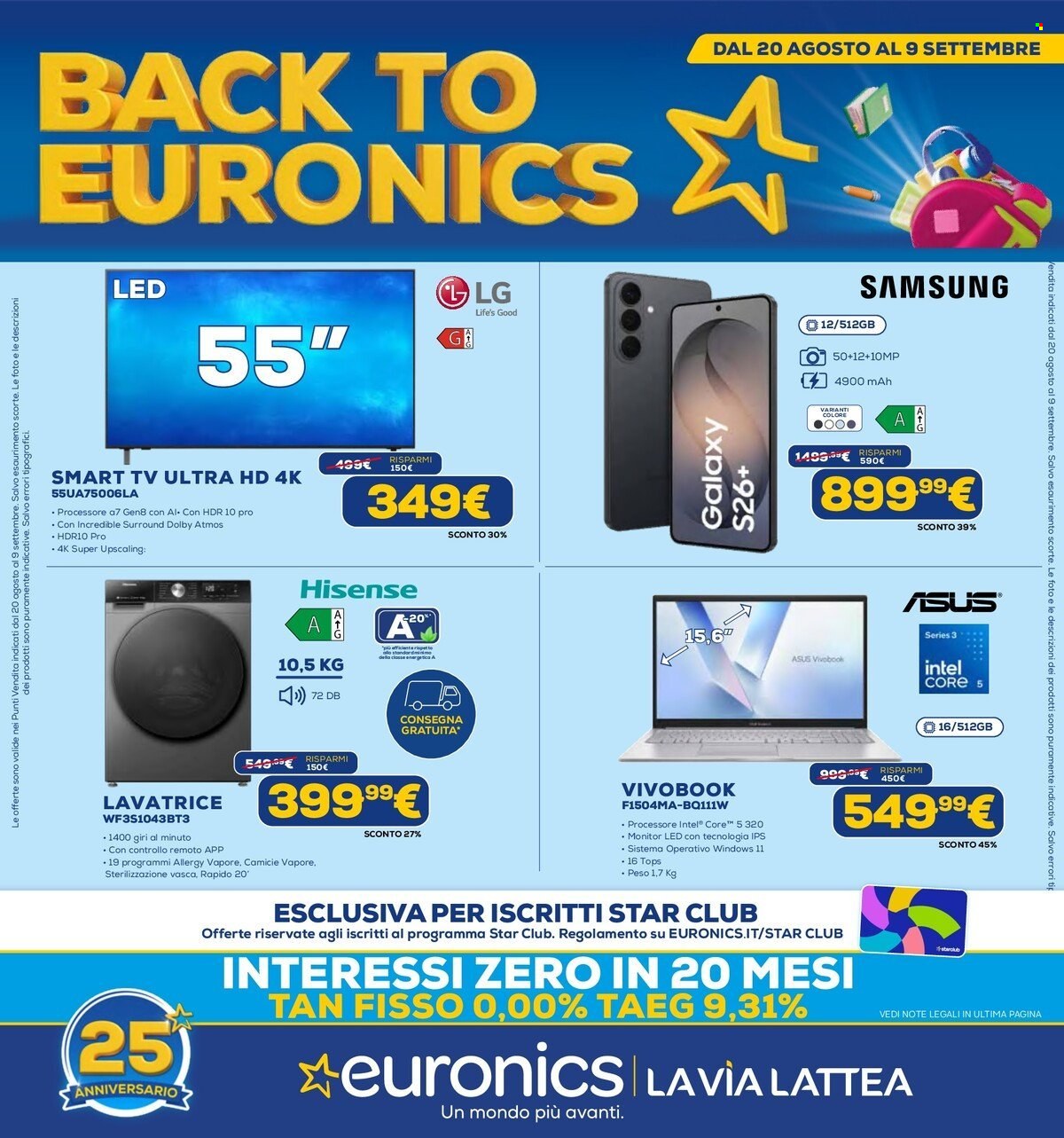 Volantino Euronics - 20/8/2026 - 9/9/2026. Pagina 1