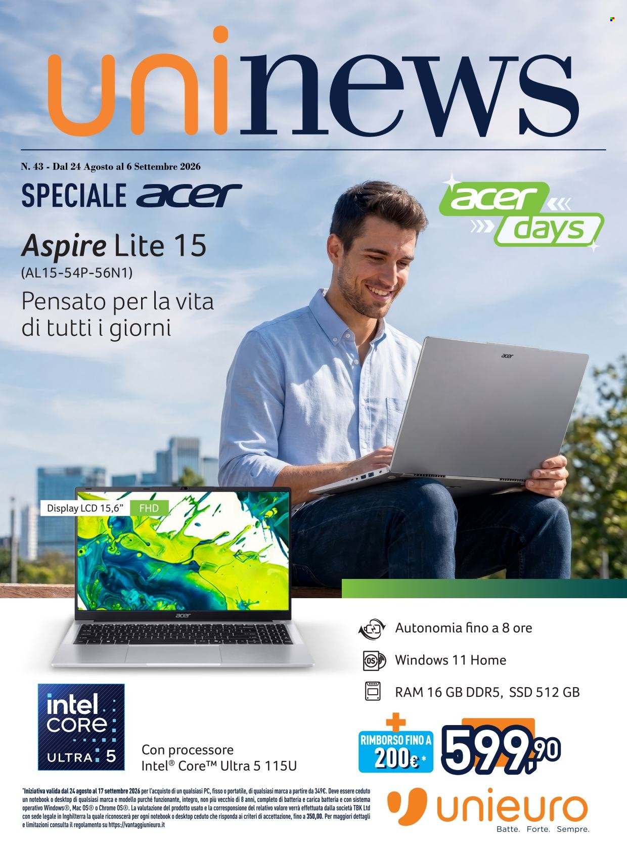 Volantino Unieuro - 24/8/2026 - 6/9/2026. Pagina 1