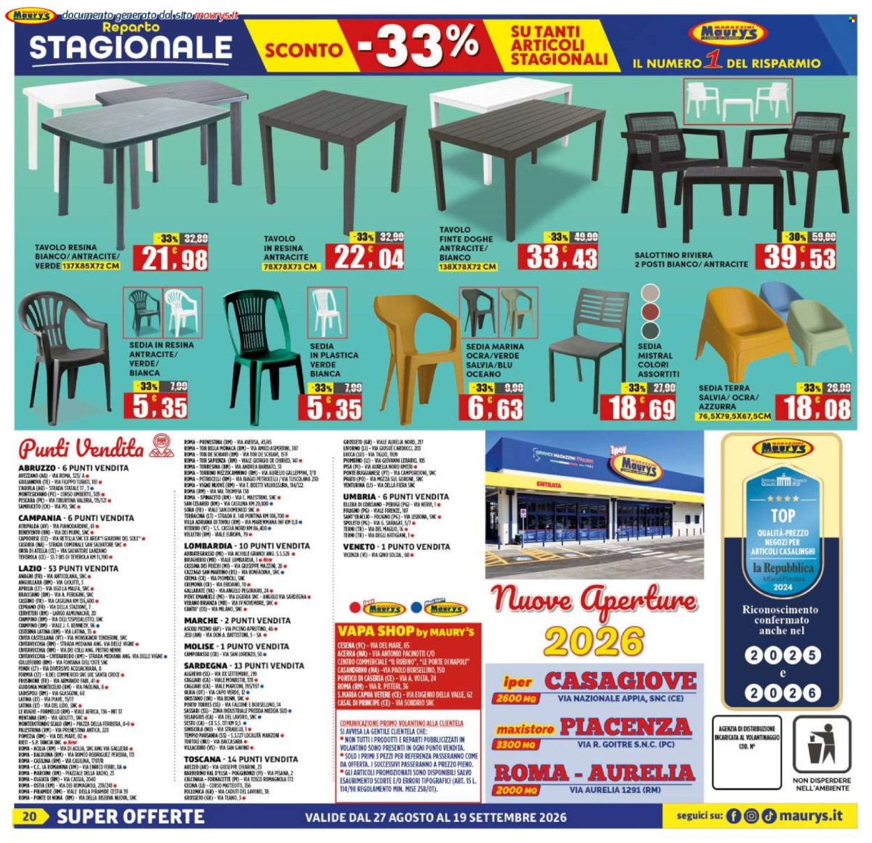Volantino Maury's - 27/8/2026 - 19/9/2026. Pagina 20