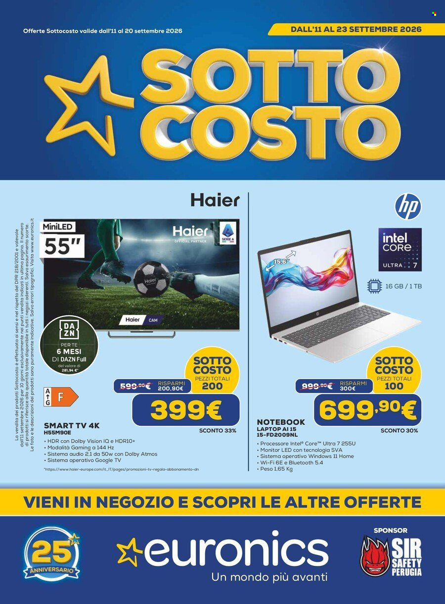 Volantino Euronics - 11/9/2026 - 23/9/2026. Pagina 1